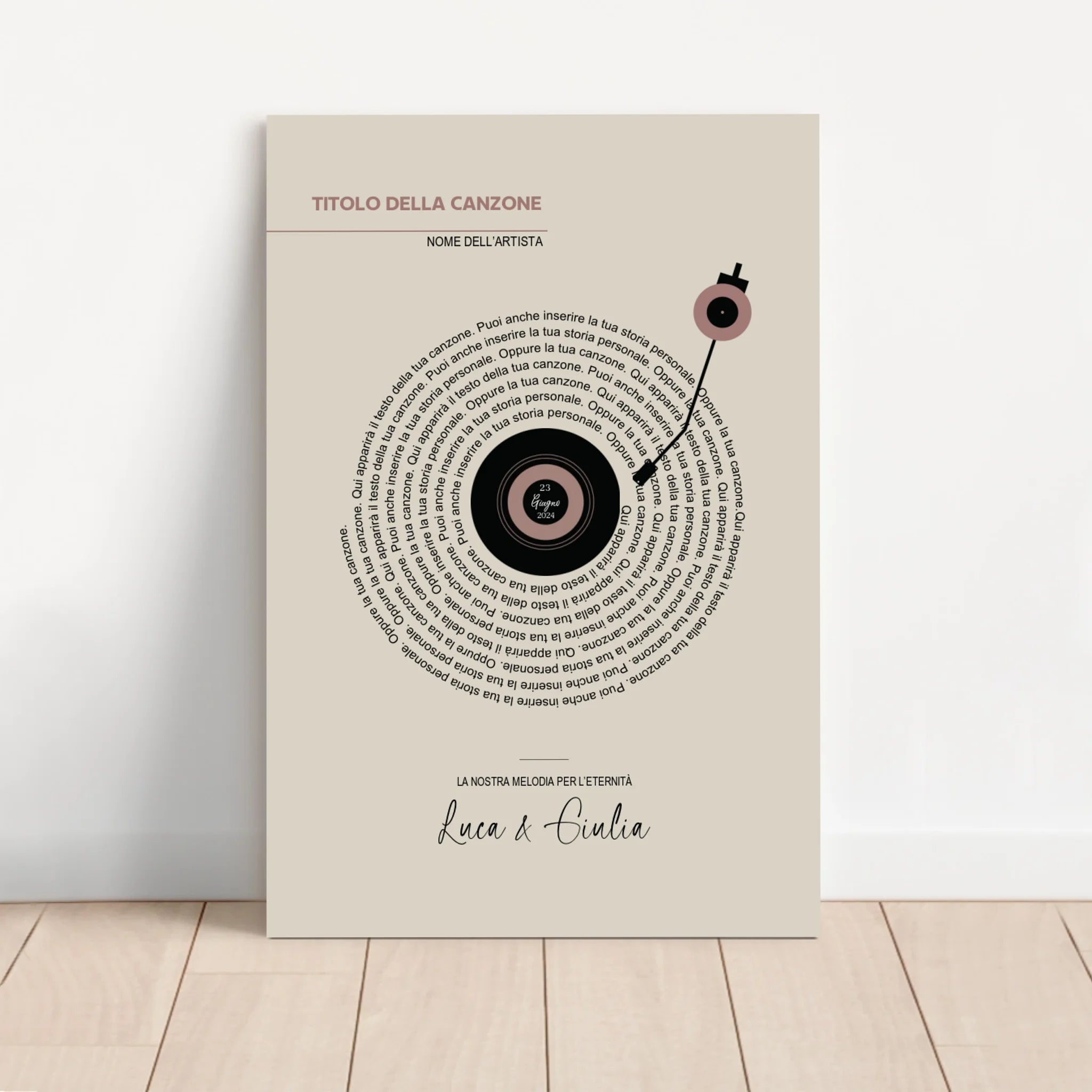 Tela personalizzata – Testi di canzoni vinile retrò