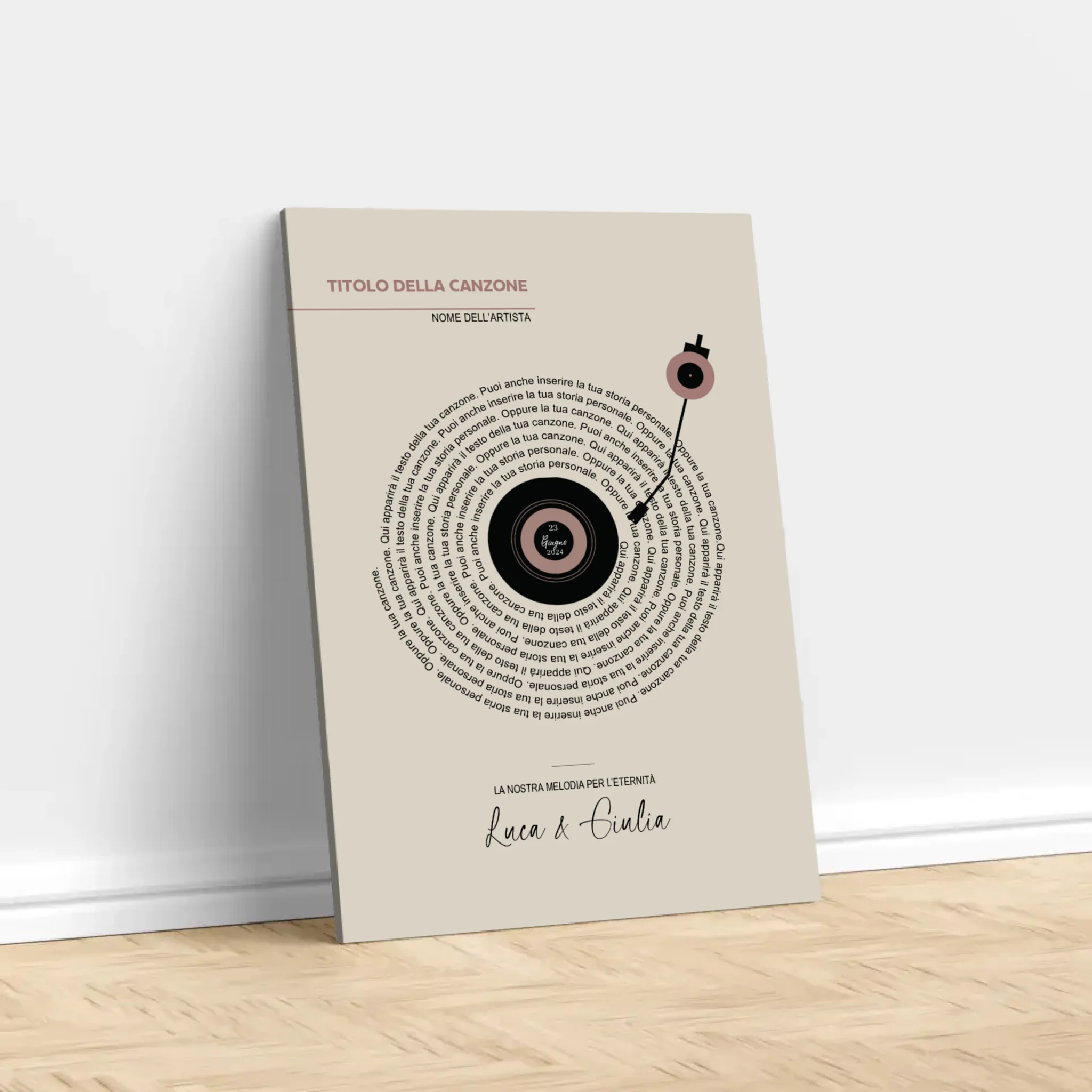 Tela personalizzata – Testi di canzoni vinile retrò