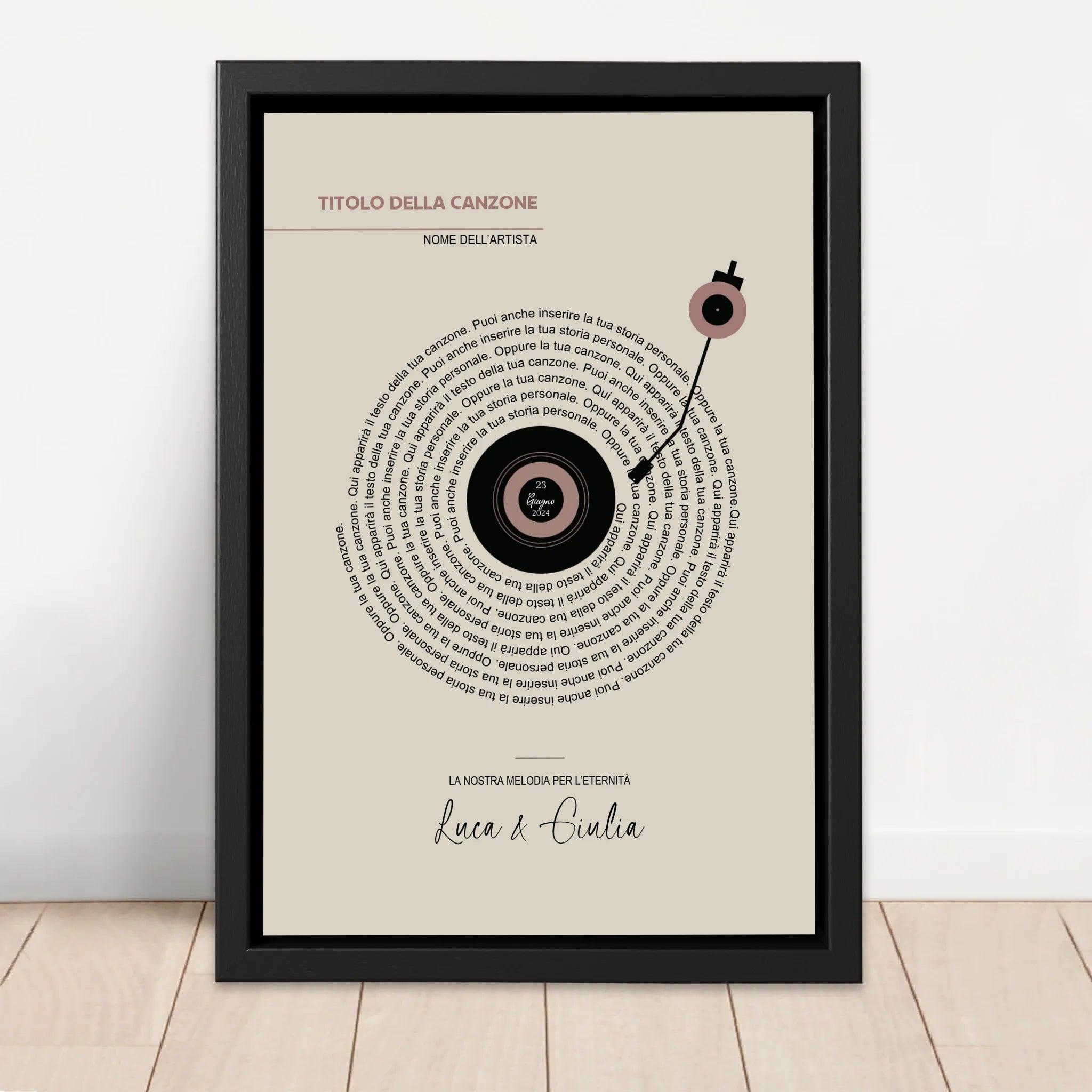 Tela personalizzata – Testi di canzoni vinile retrò