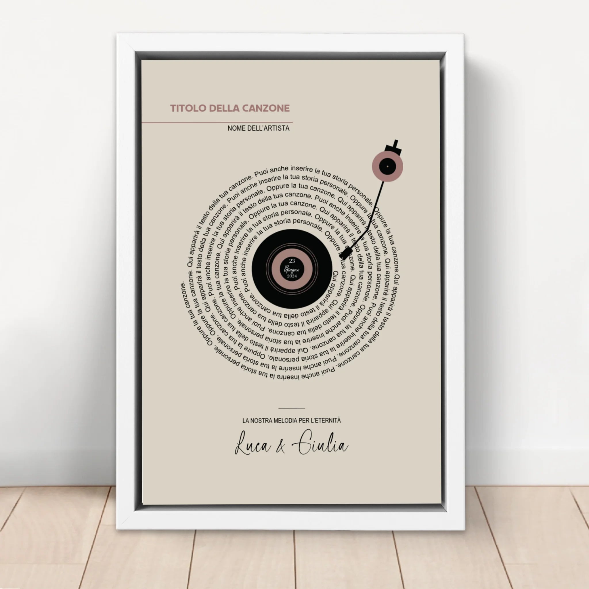 Tela personalizzata – Testi di canzoni vinile retrò