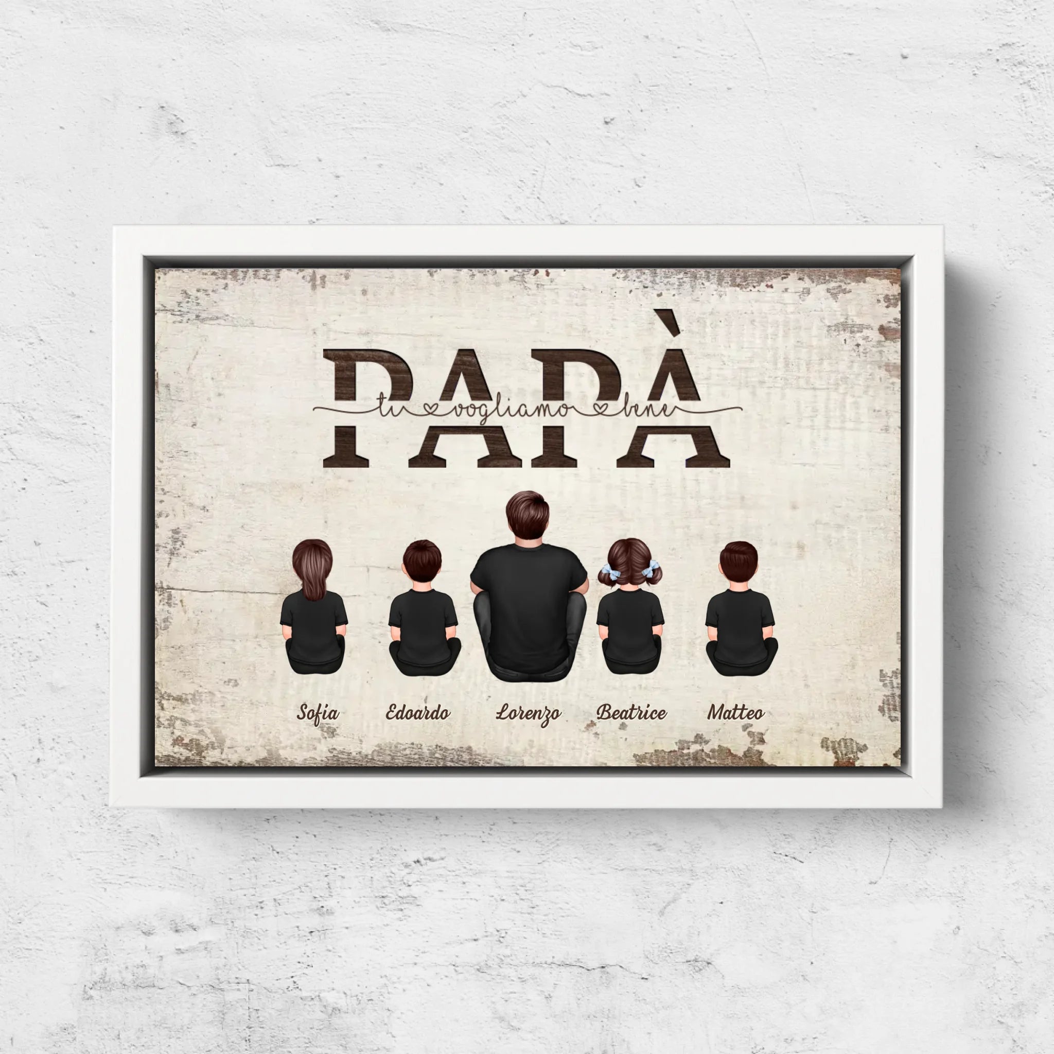 Tela personalizzata “Papà, ti vogliamo bene - Con i membri della famiglia”