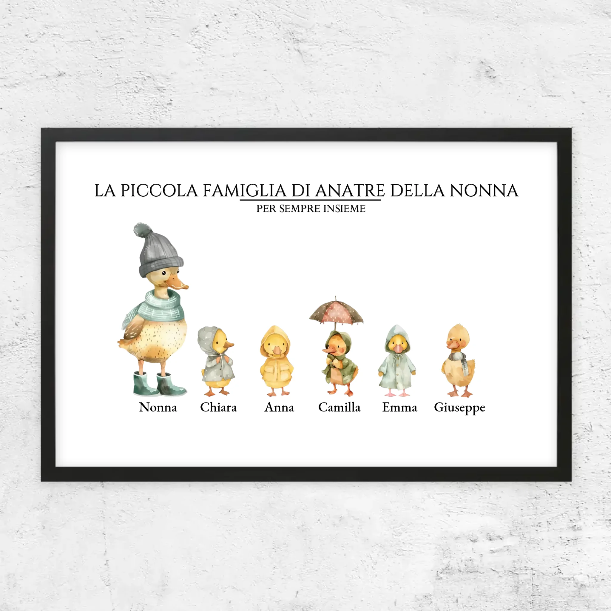 Poster personalizzato – La piccola famiglia di anatre della nonna