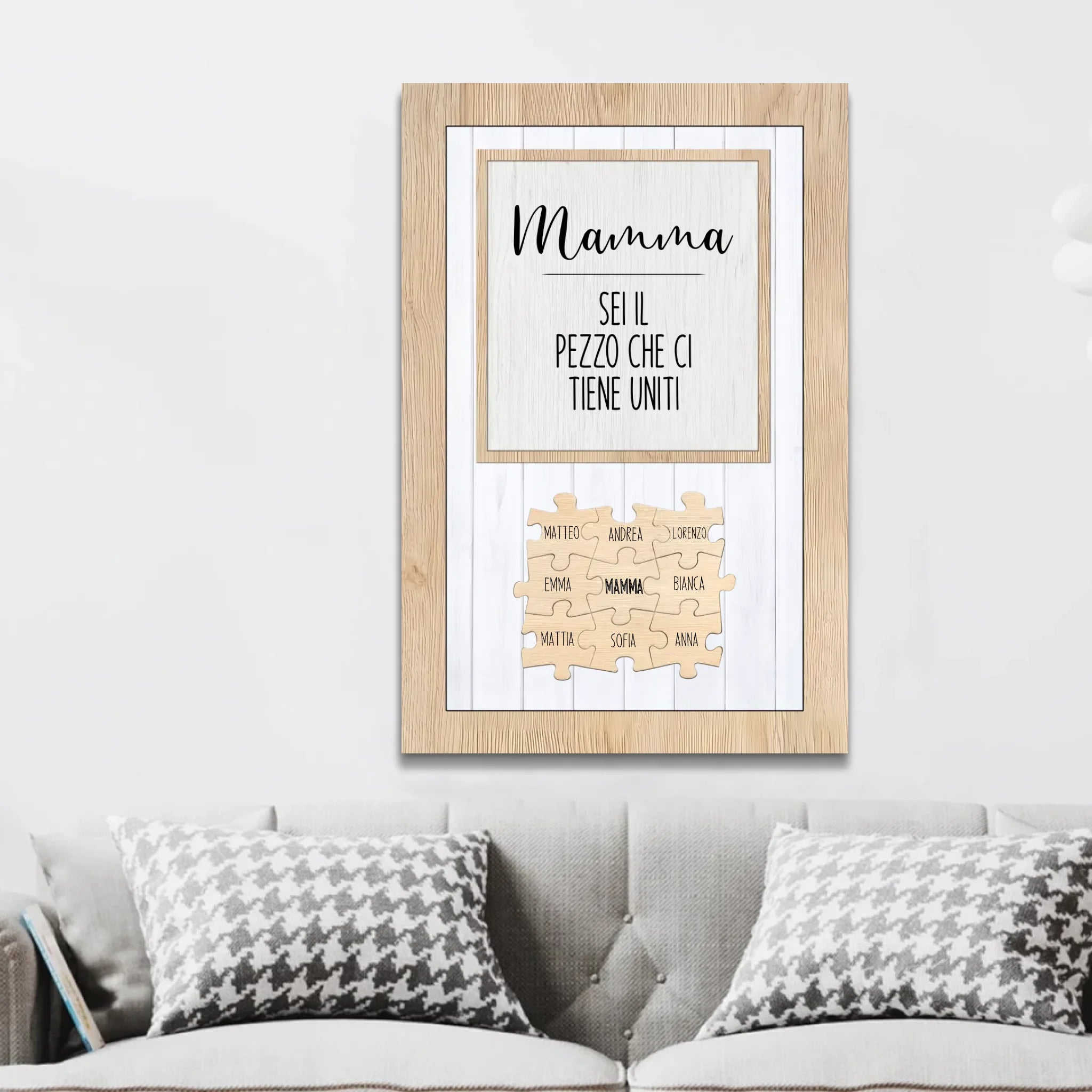 Tela personalizzata – Mamma, sei il pezzo del puzzle che ci tiene uniti