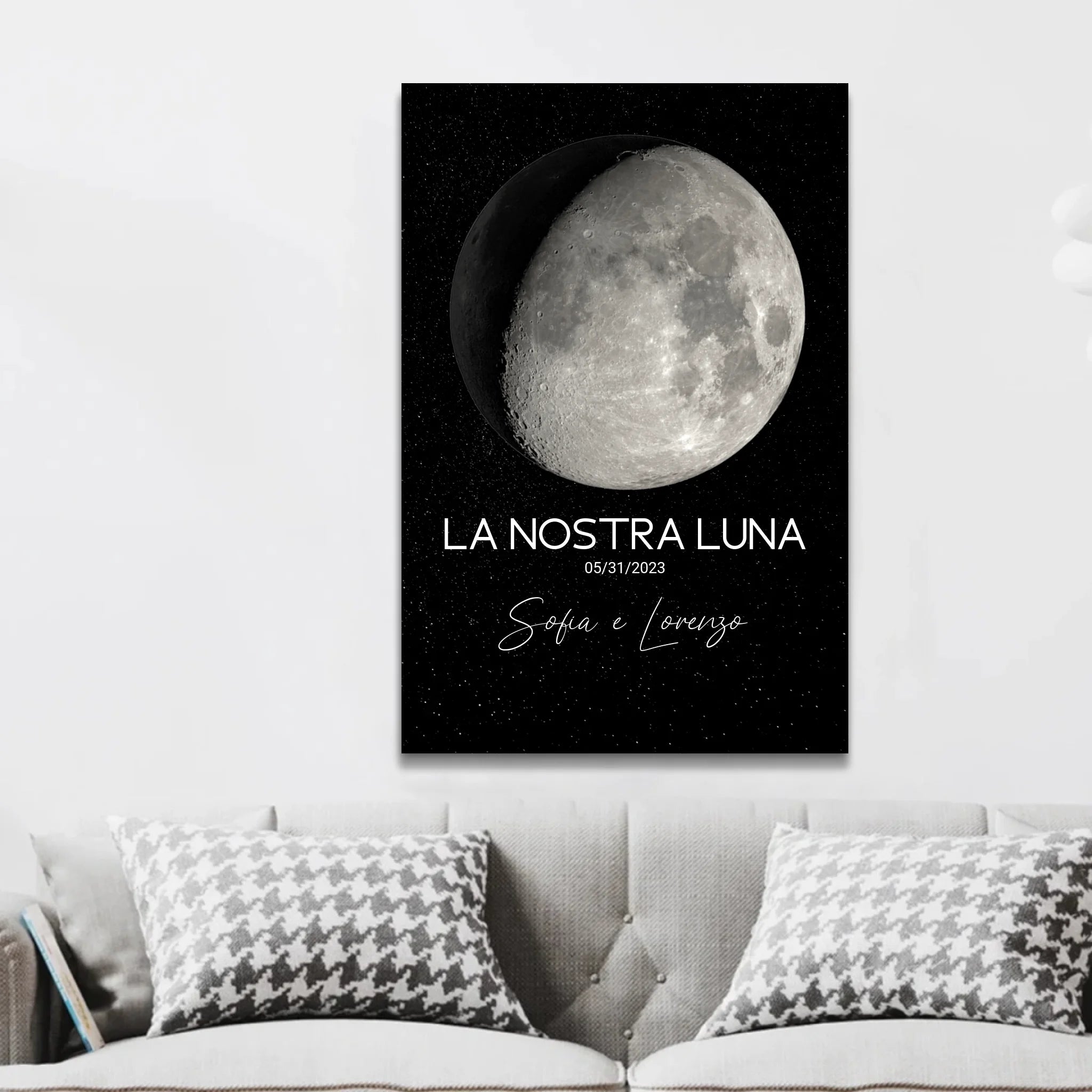 Tela personalizzata "Fasi lunari per un'occasione speciale"