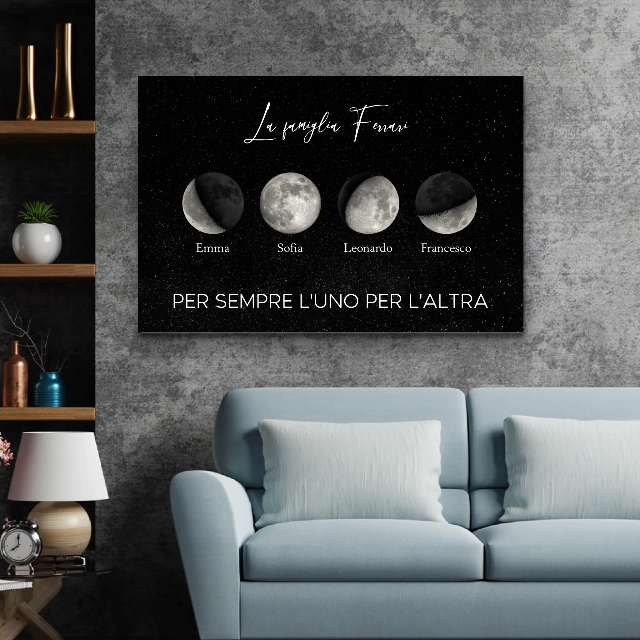 Tela personalizzata "Fasi lunari per famiglie"
