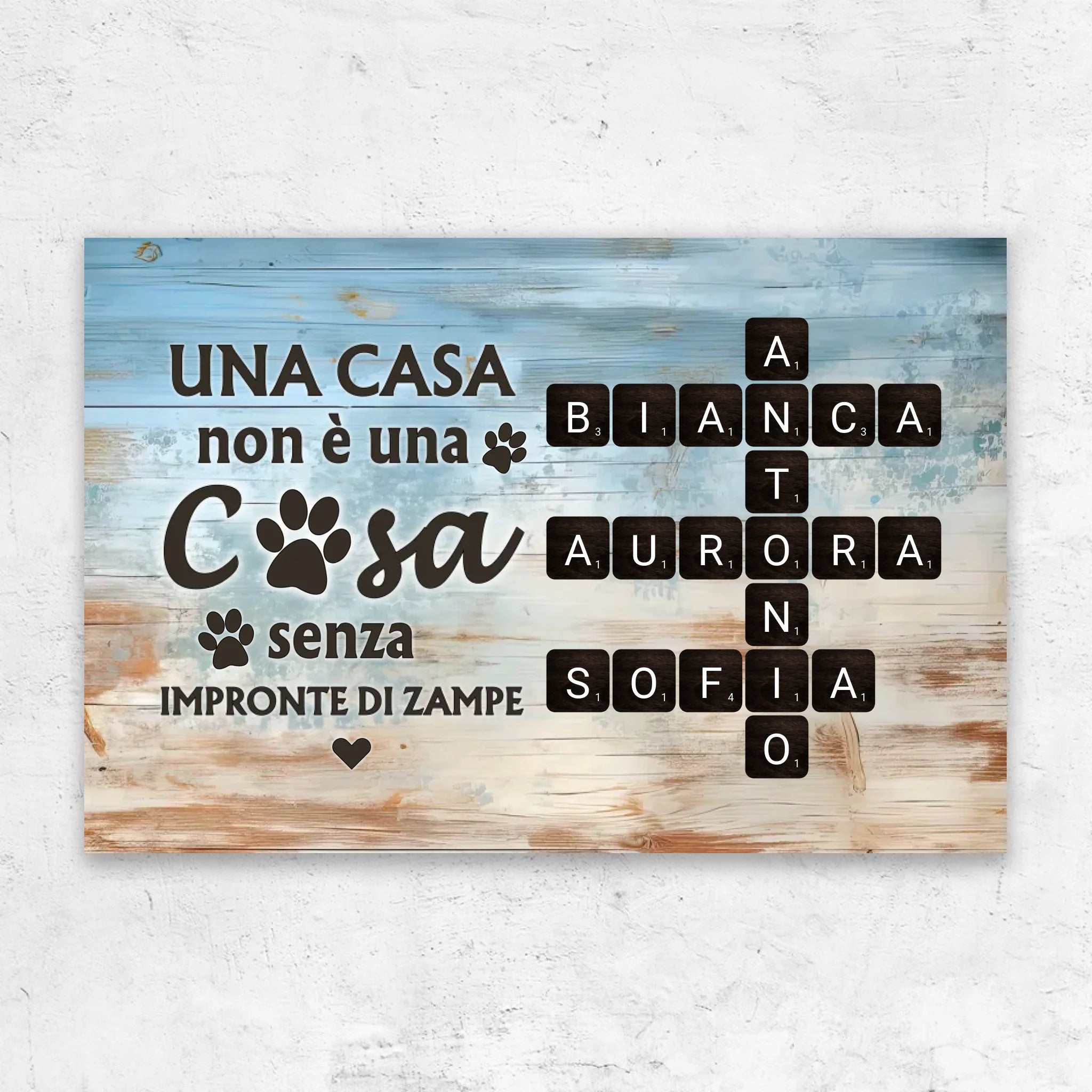 Tela personalizzata “Una casa non è una casa senza impronte di zampe"