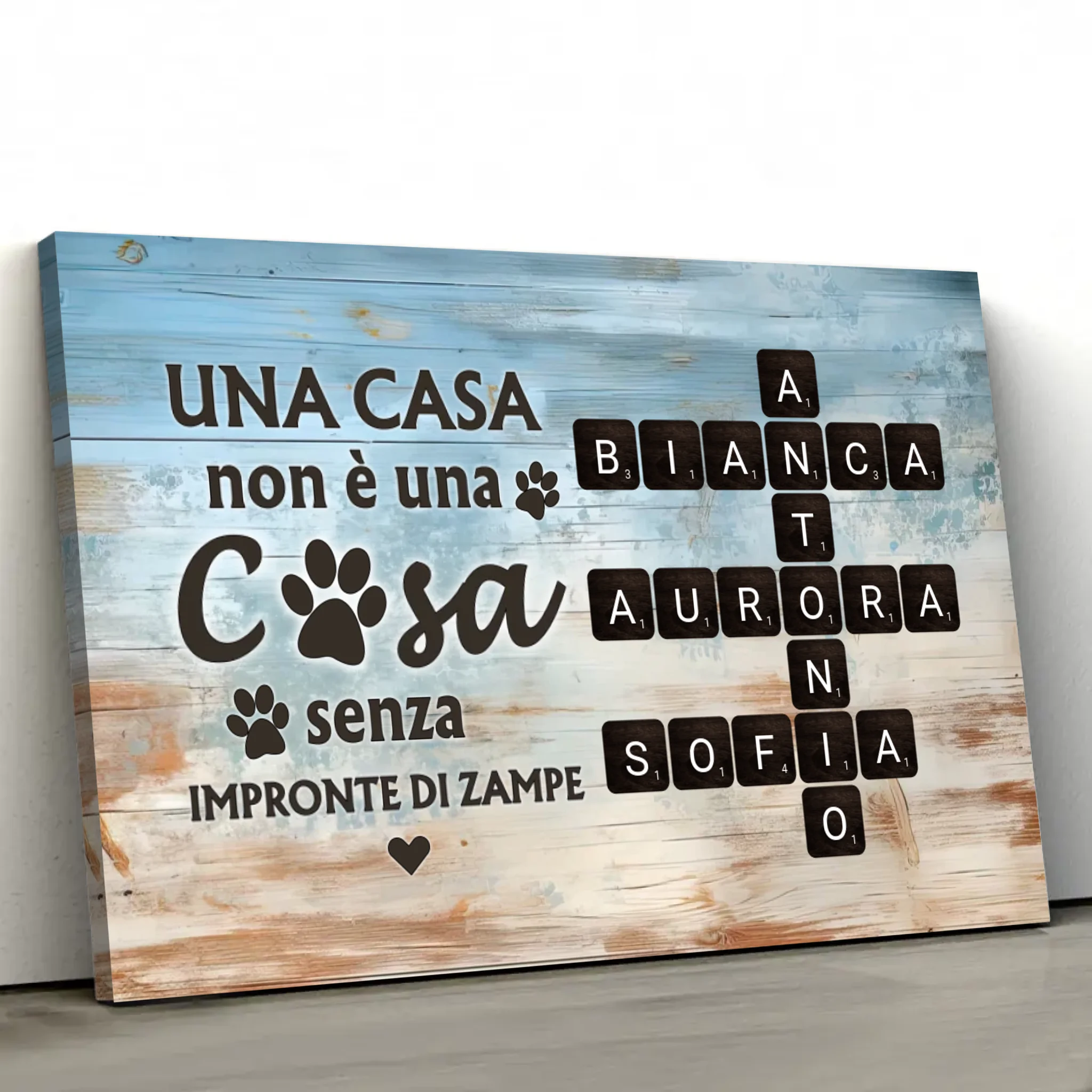 Tela personalizzata “Una casa non è una casa senza impronte di zampe"