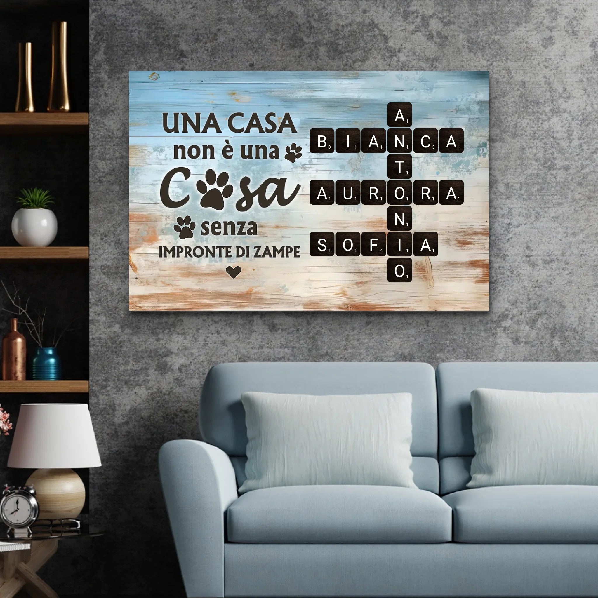 Tela personalizzata “Una casa non è una casa senza impronte di zampe"