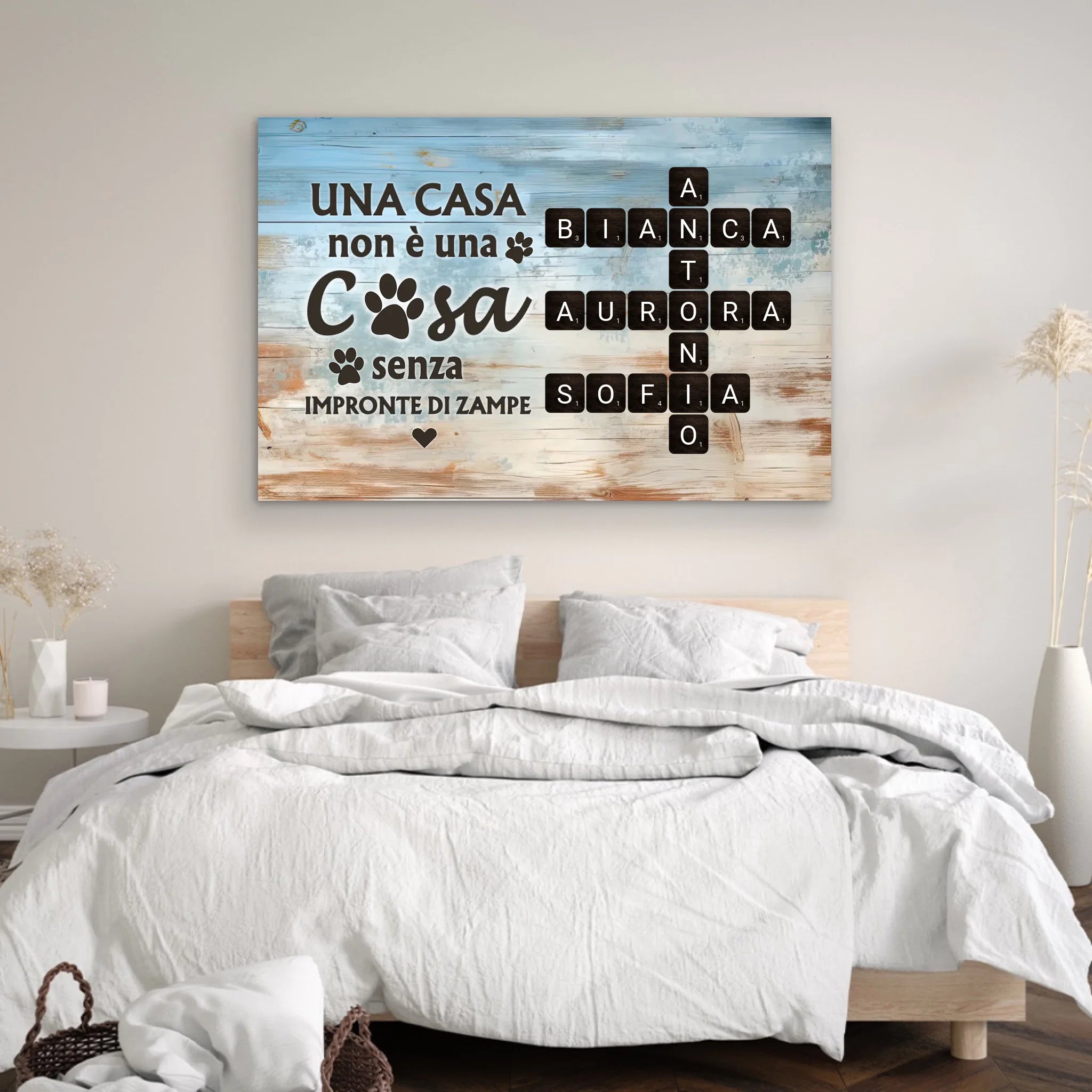 Tela personalizzata “Una casa non è una casa senza impronte di zampe"