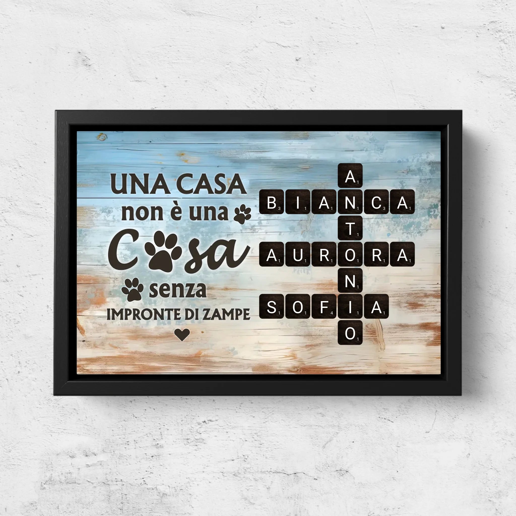 Tela personalizzata “Una casa non è una casa senza impronte di zampe"