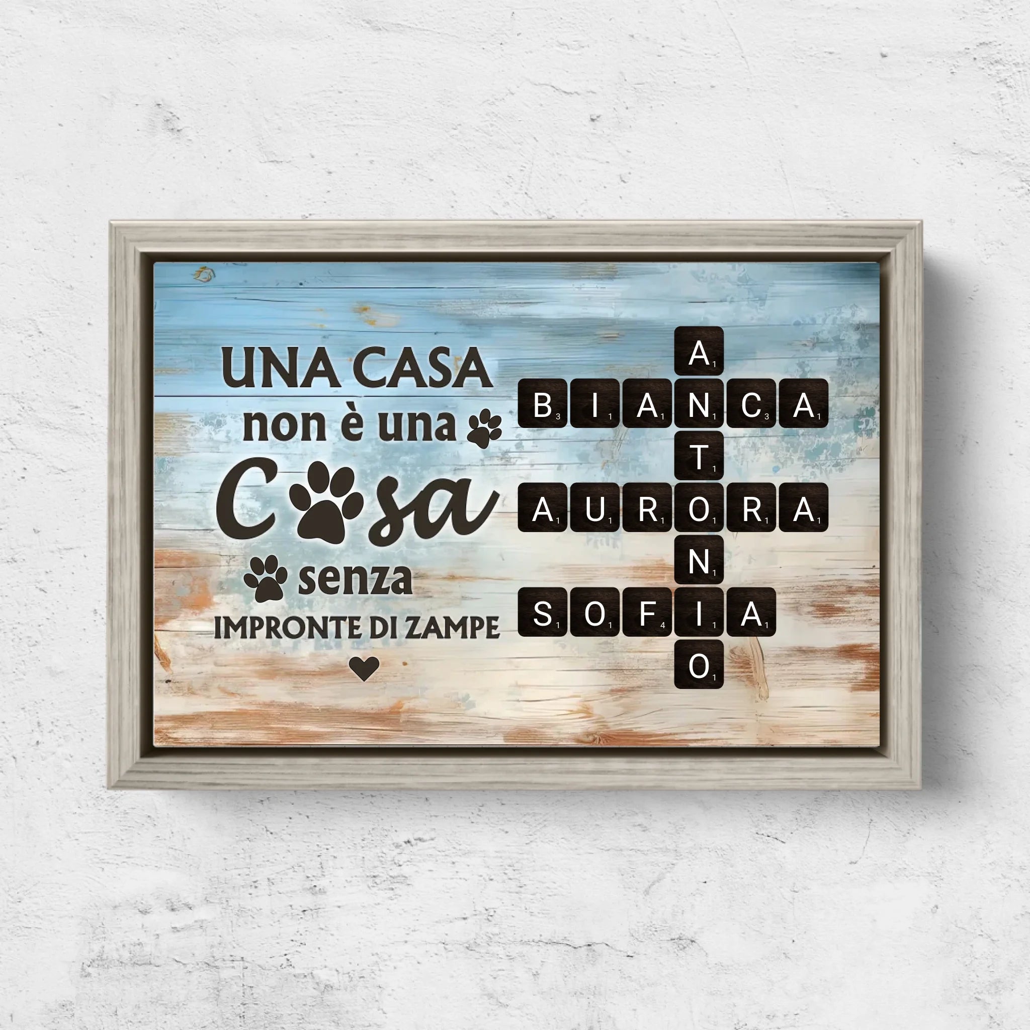 Tela personalizzata “Una casa non è una casa senza impronte di zampe"