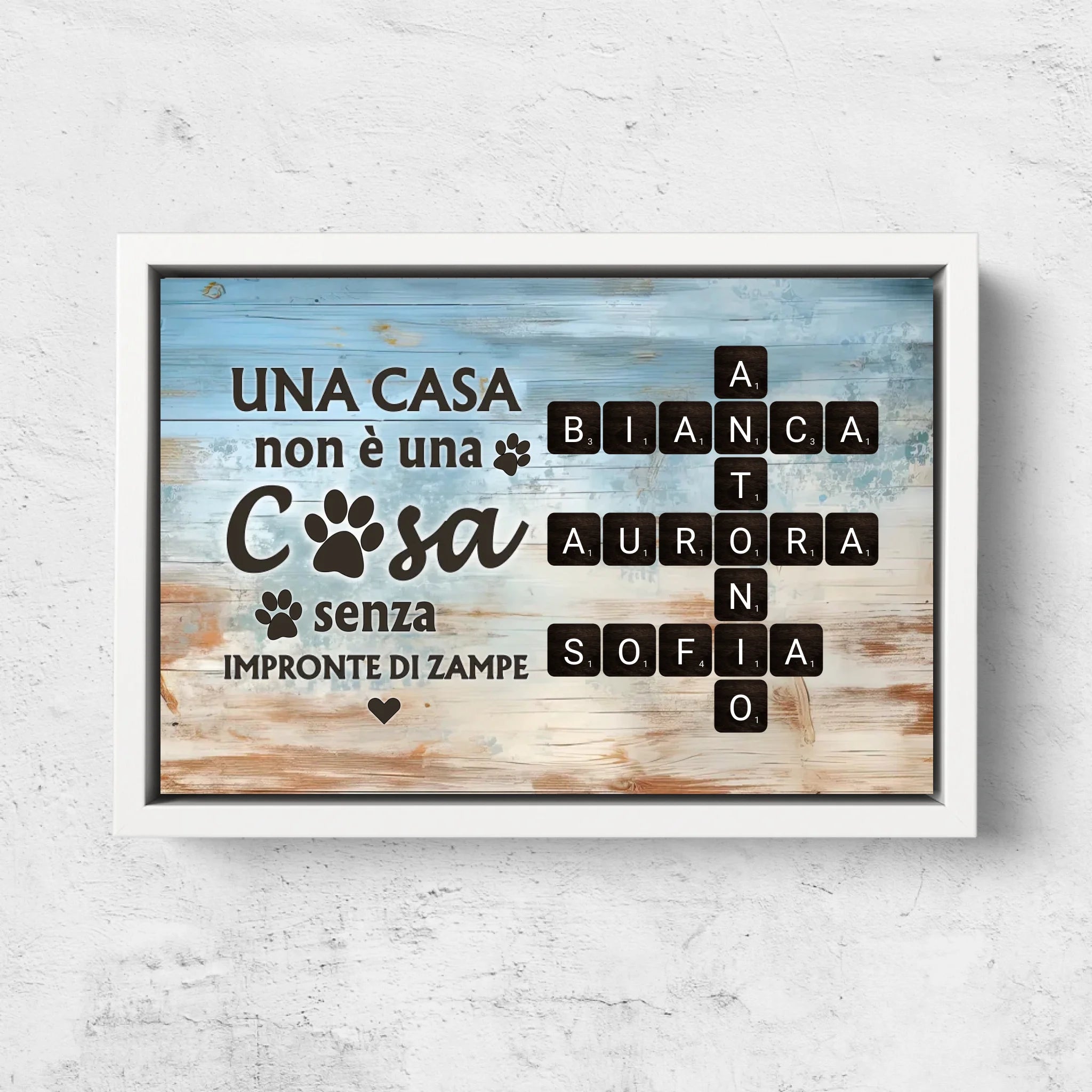 Tela personalizzata “Una casa non è una casa senza impronte di zampe"