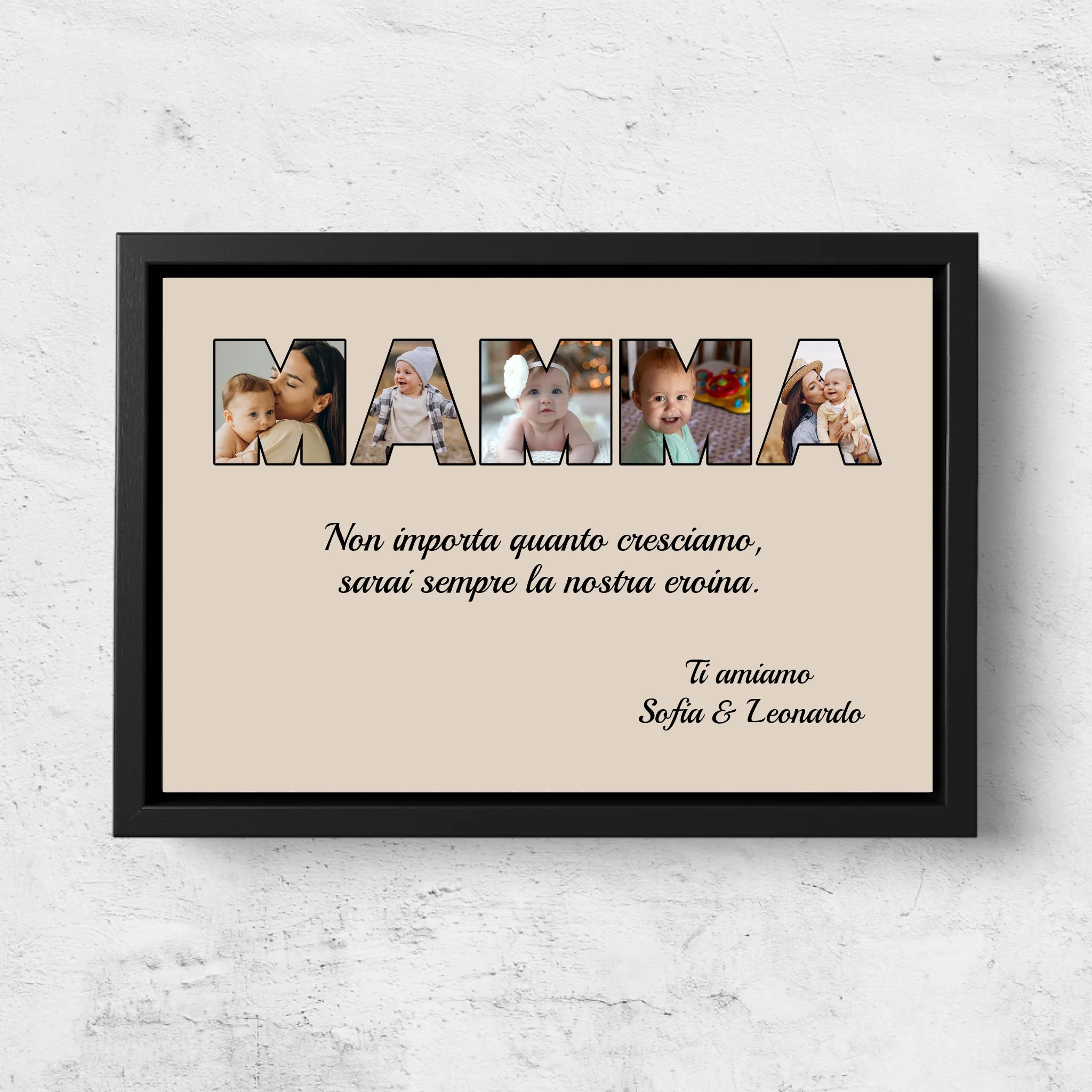 Tela personalizzata “Mamma rimane la mia eroina”