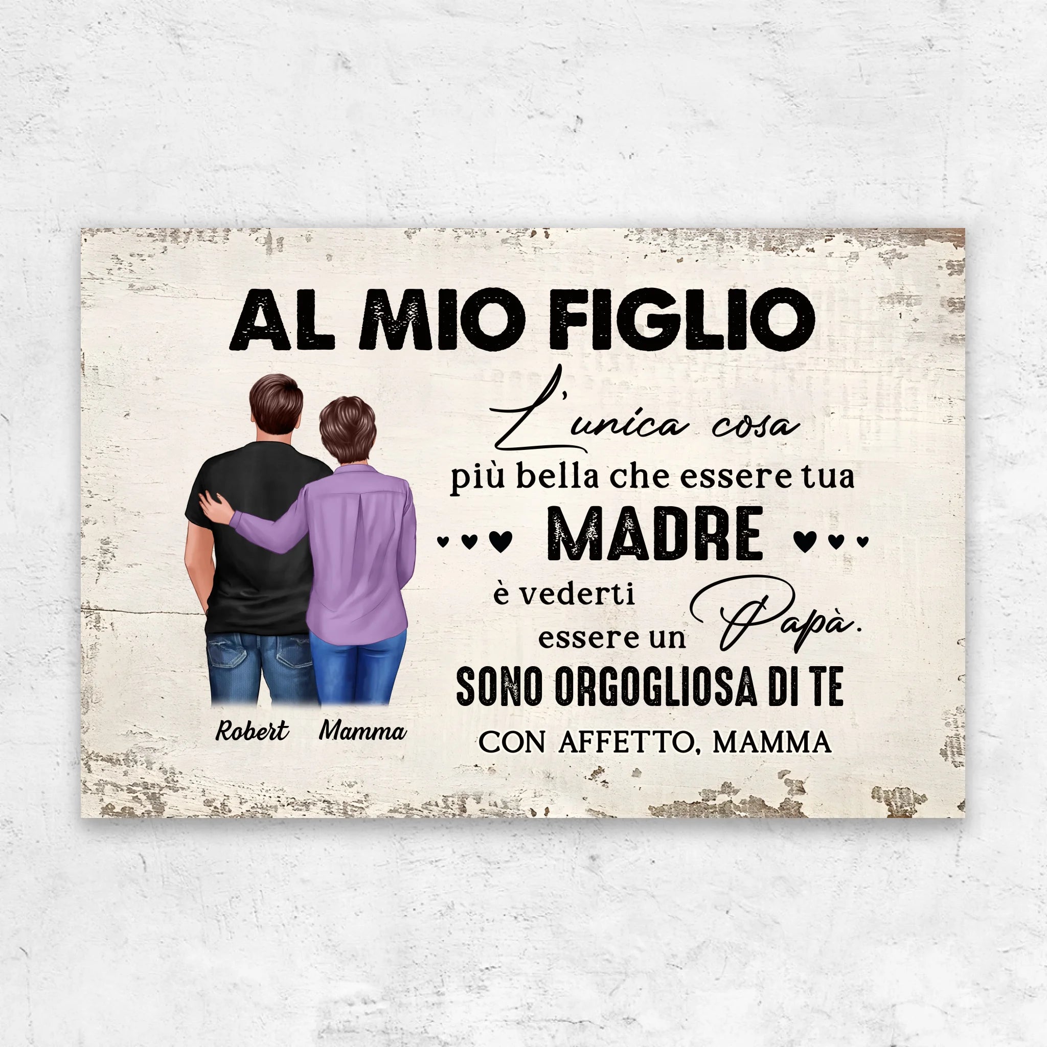 Tela personalizzata “Da madre a figlio - regalo per la festa del papà”
