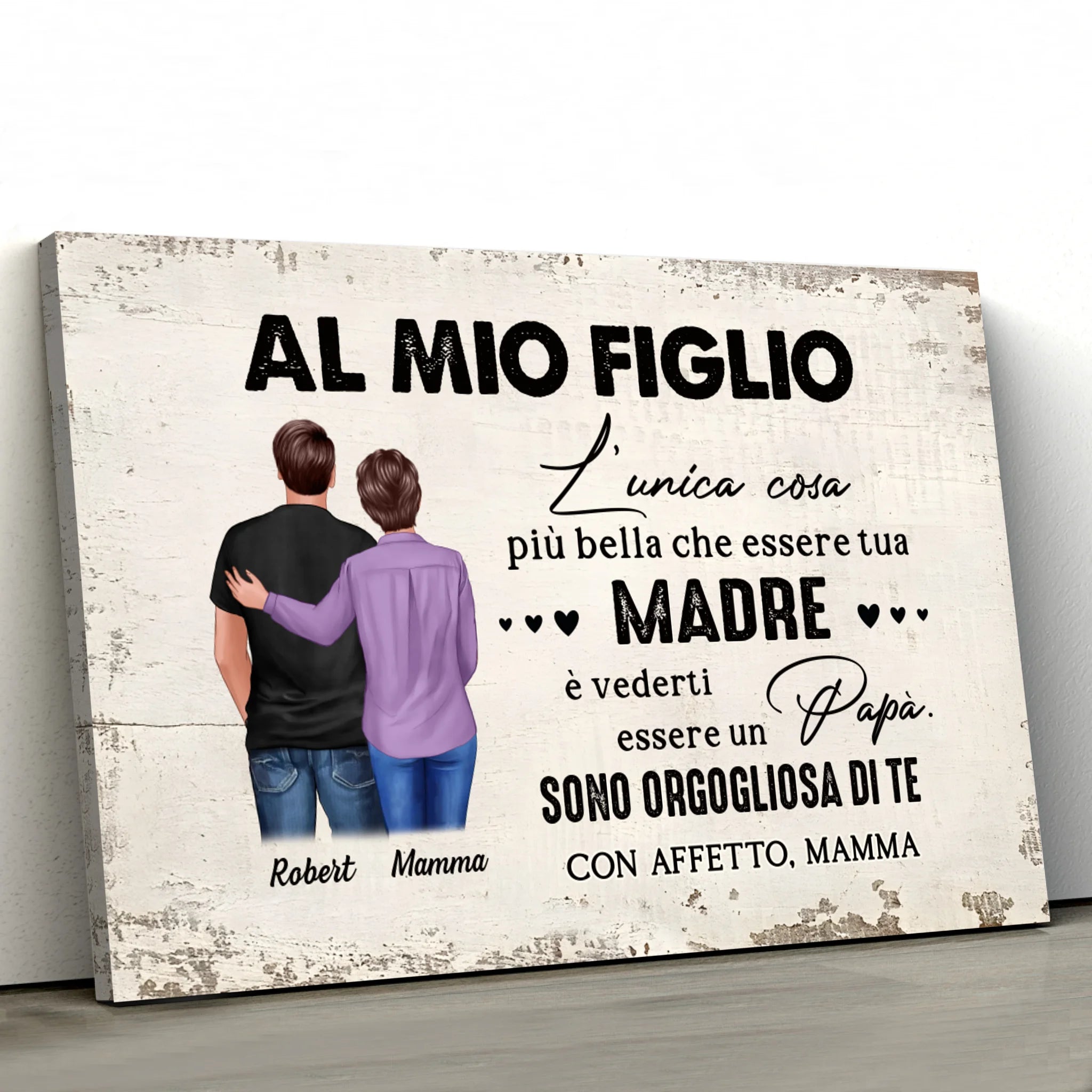 Tela personalizzata “Da madre a figlio - regalo per la festa del papà”