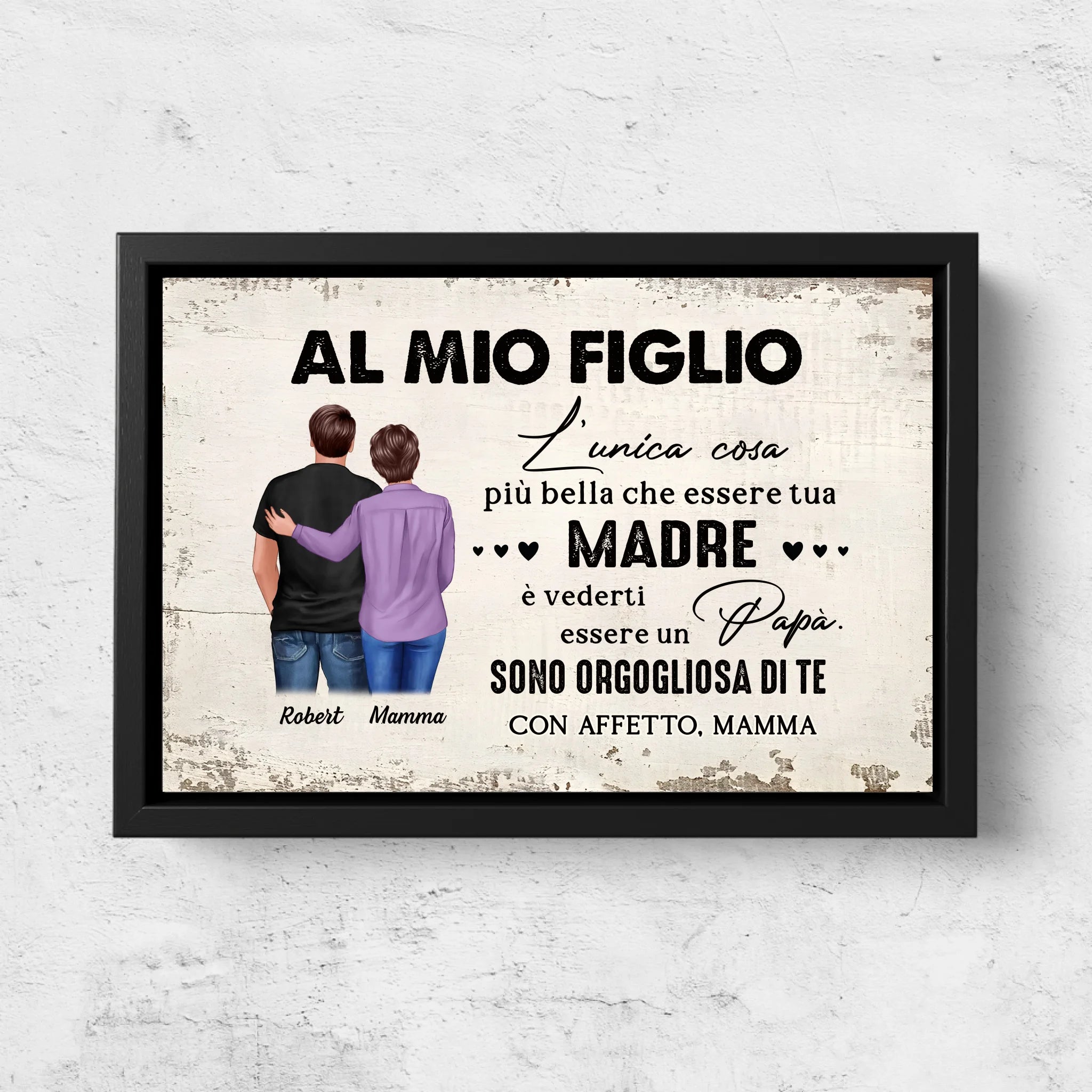 Tela personalizzata “Da madre a figlio - regalo per la festa del papà”