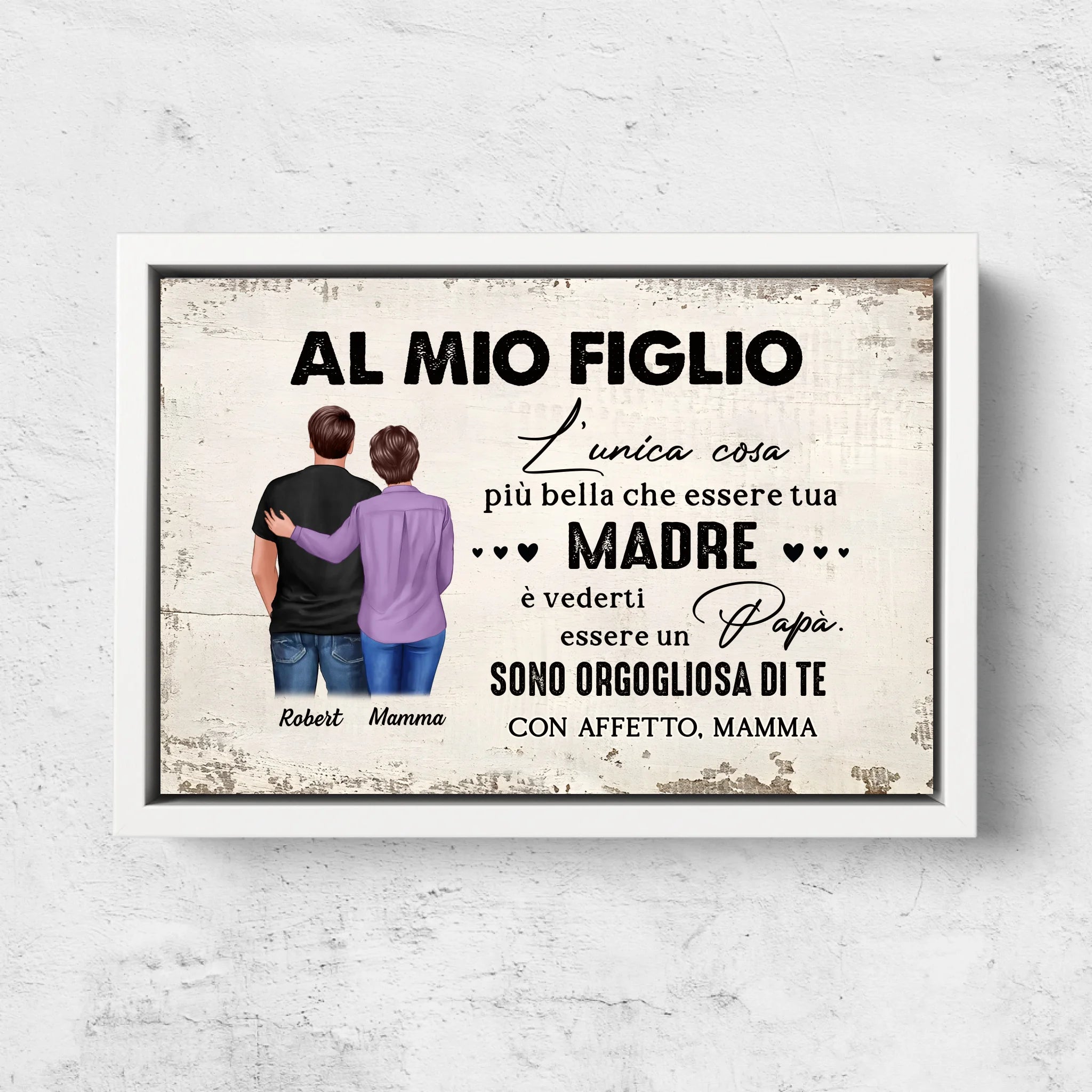 Tela personalizzata “Da madre a figlio - regalo per la festa del papà”