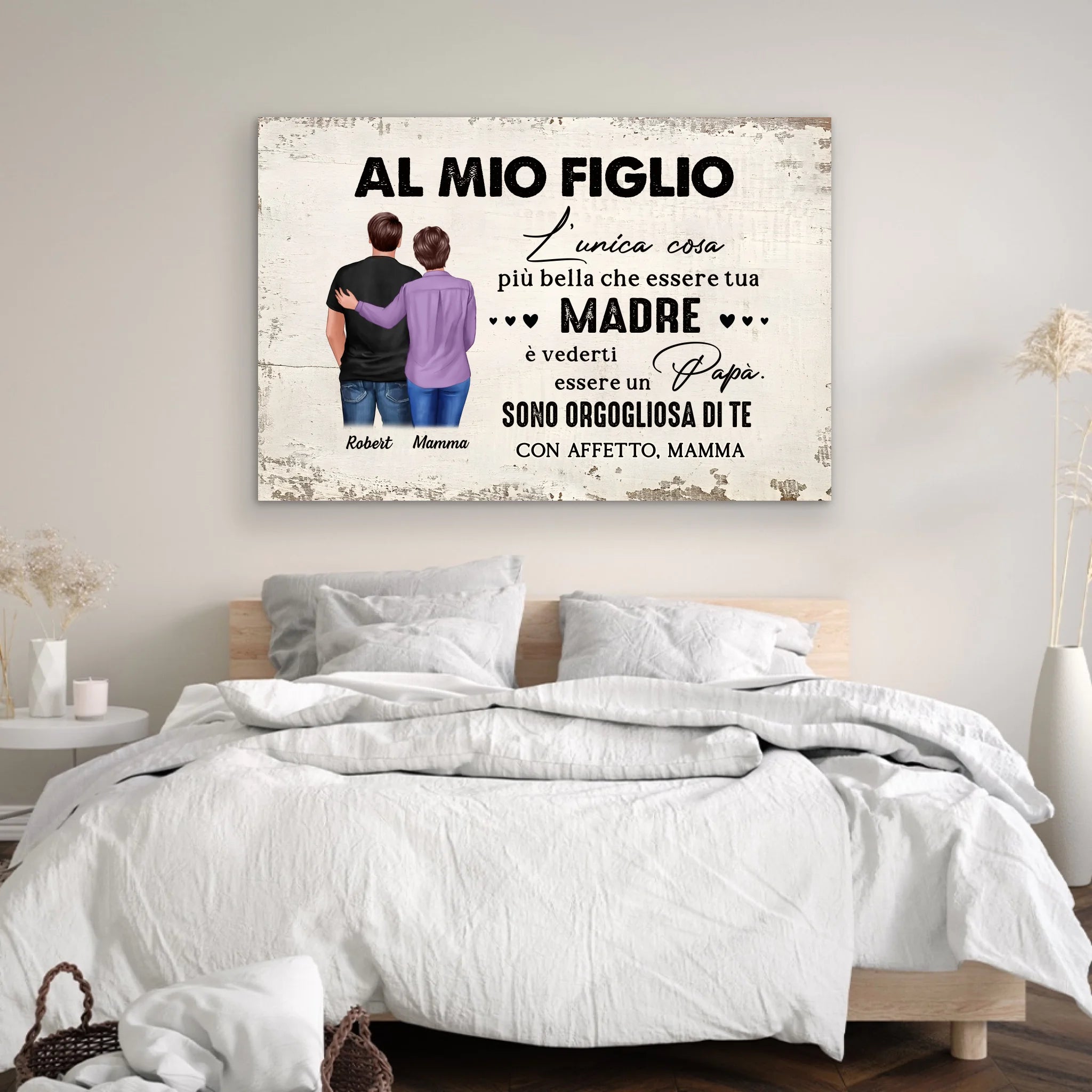Tela personalizzata “Da madre a figlio - regalo per la festa del papà”