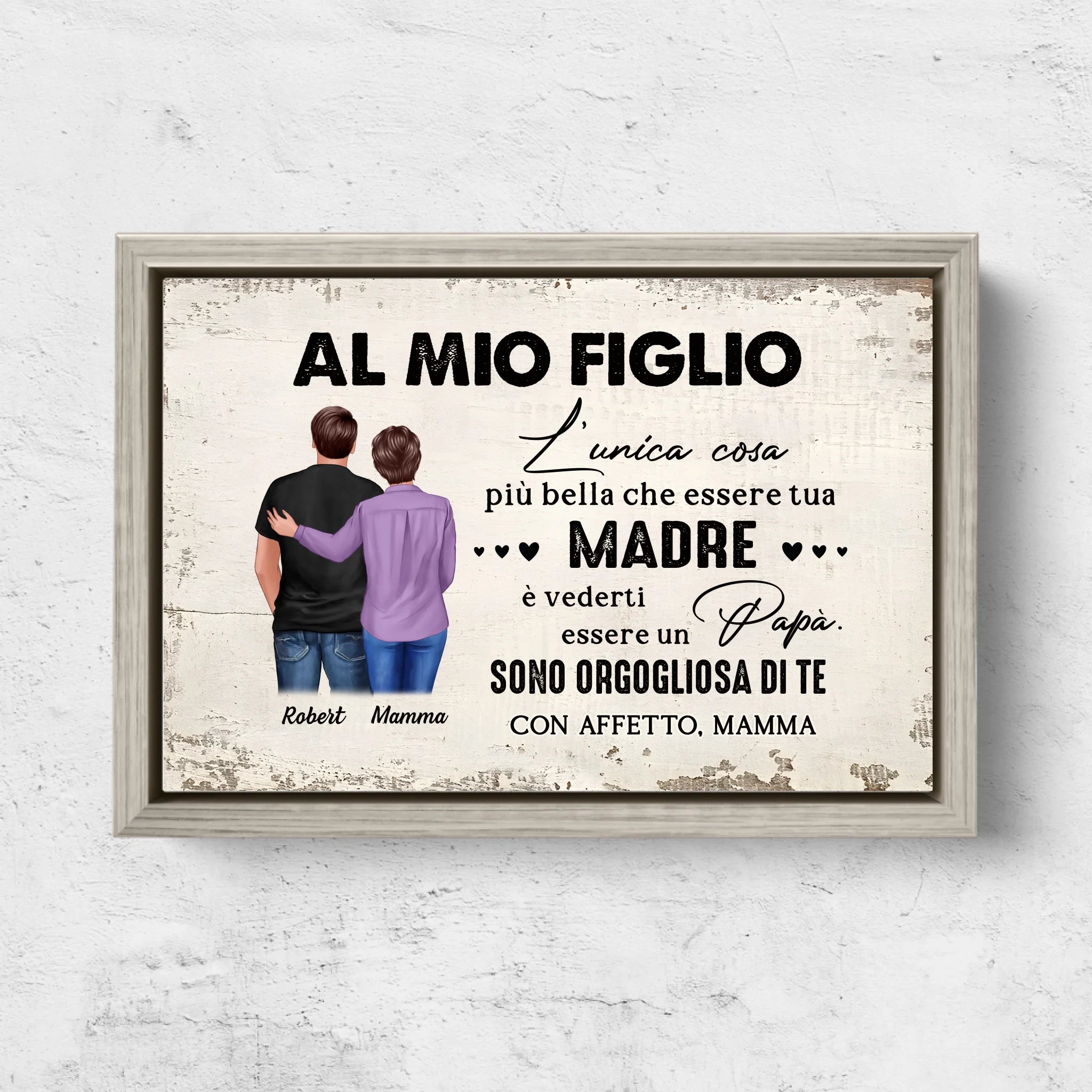 Tela personalizzata “Da madre a figlio - regalo per la festa del papà”