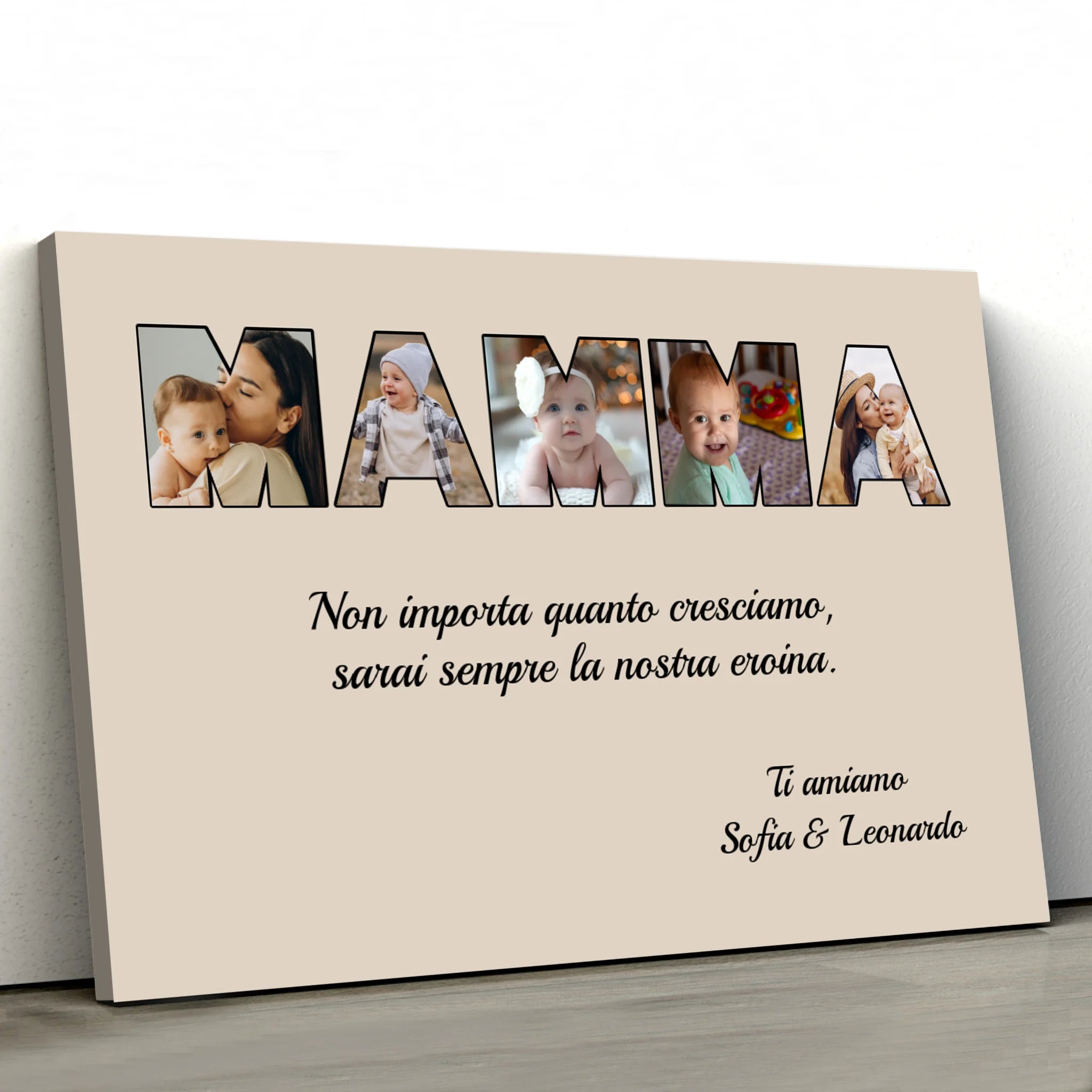 Tela personalizzata “Mamma rimane la mia eroina”