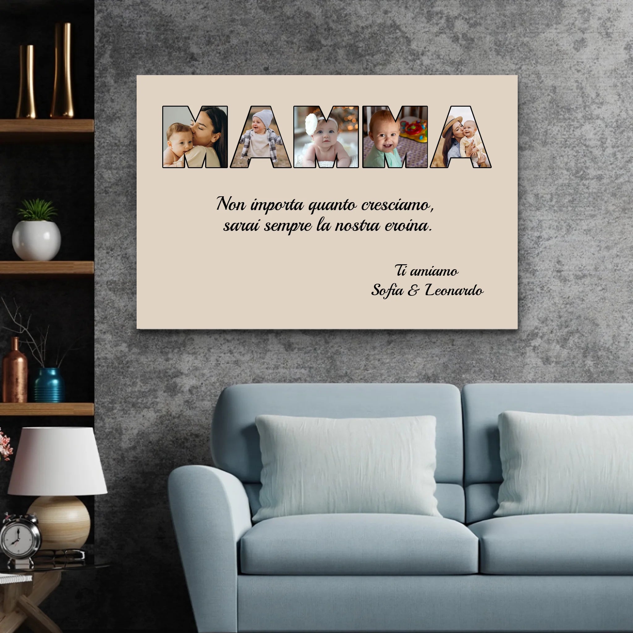 Tela personalizzata “Mamma rimane la mia eroina”