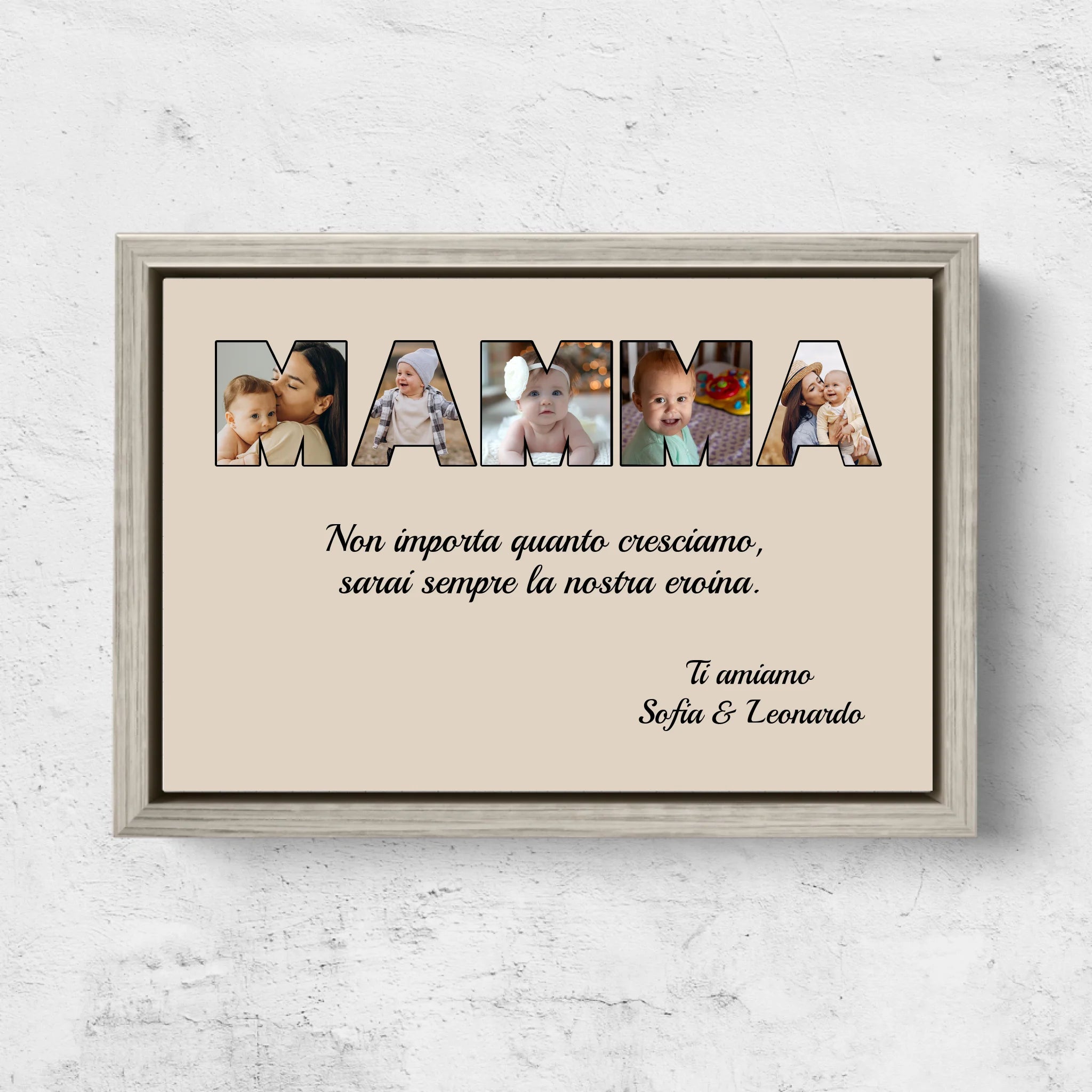 Tela personalizzata “Mamma rimane la mia eroina”
