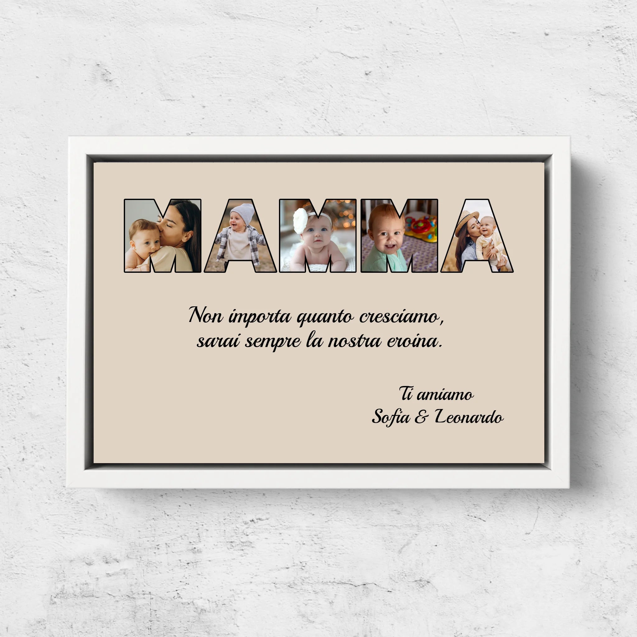 Tela personalizzata “Mamma rimane la mia eroina”