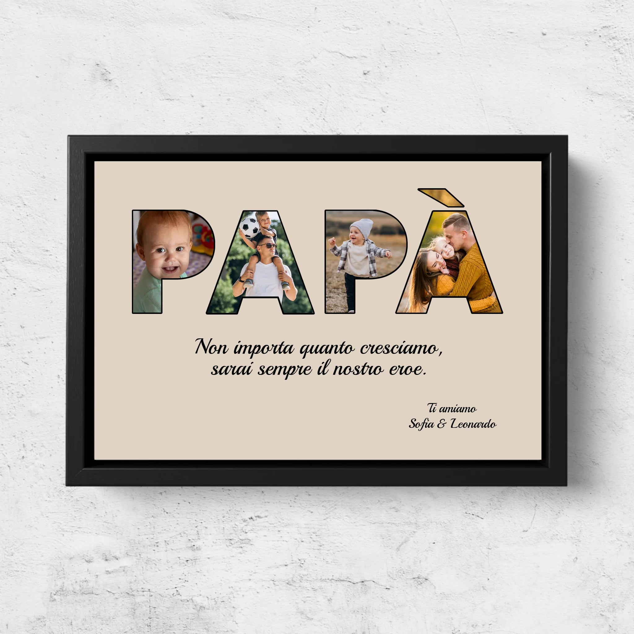 Tela personalizzata “Papà rimane il mio eroe"