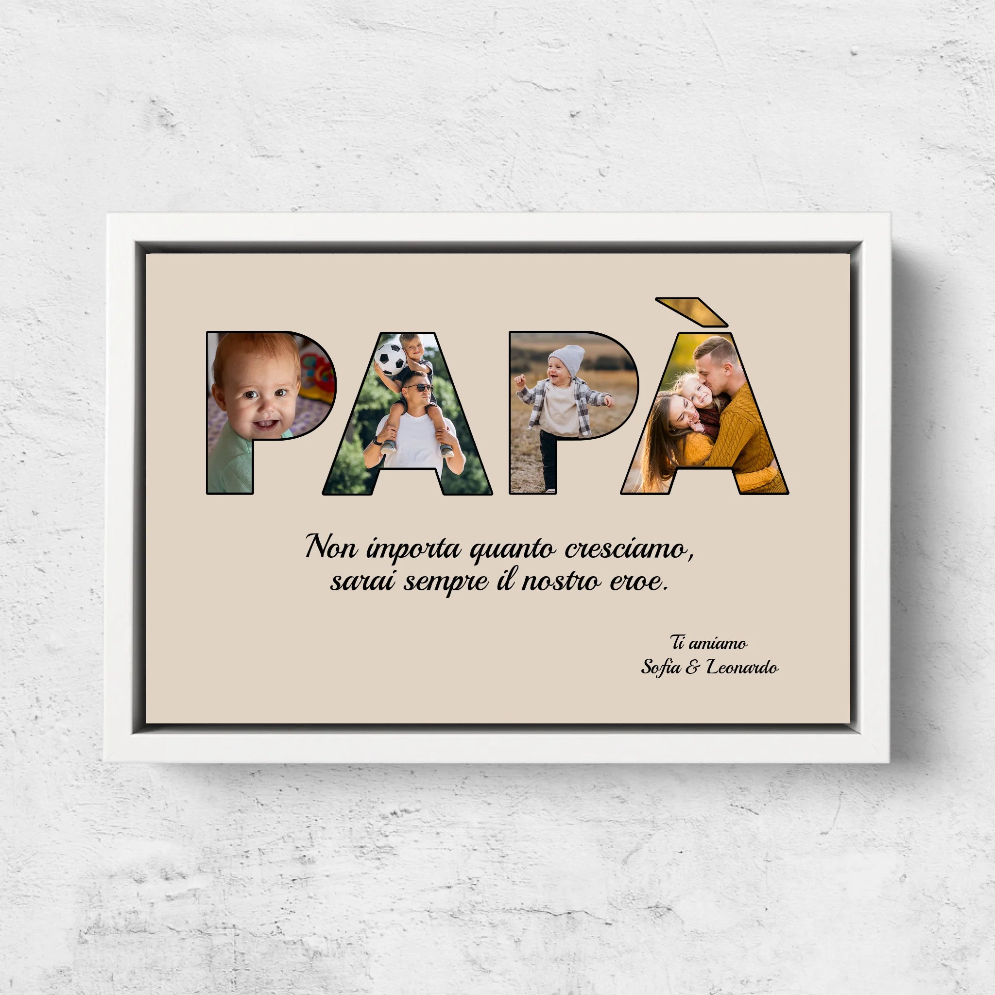 Tela personalizzata “Papà rimane il mio eroe"