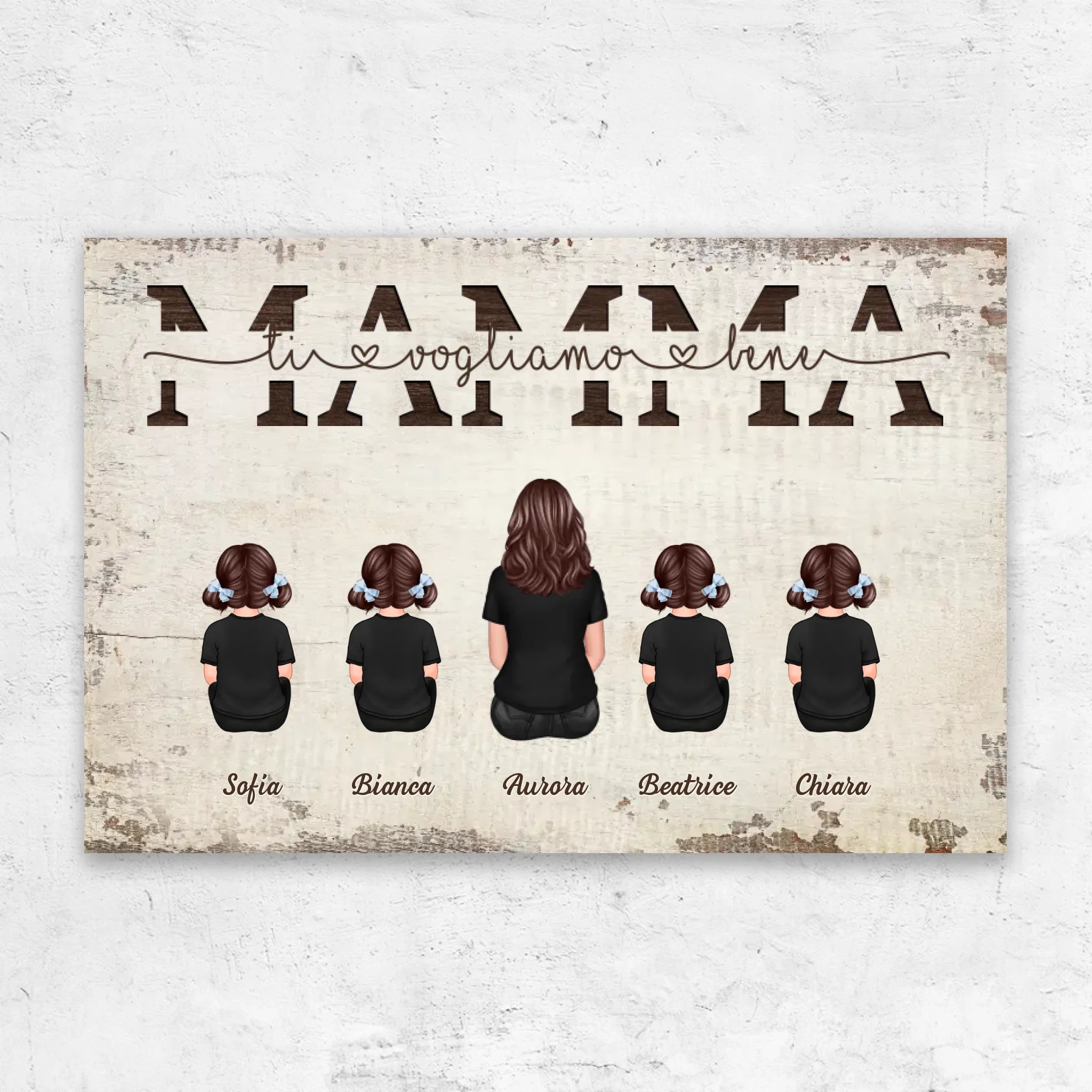 Tela personalizzata “Mamma, ti vogliamo bene - Con i membri della famiglia”