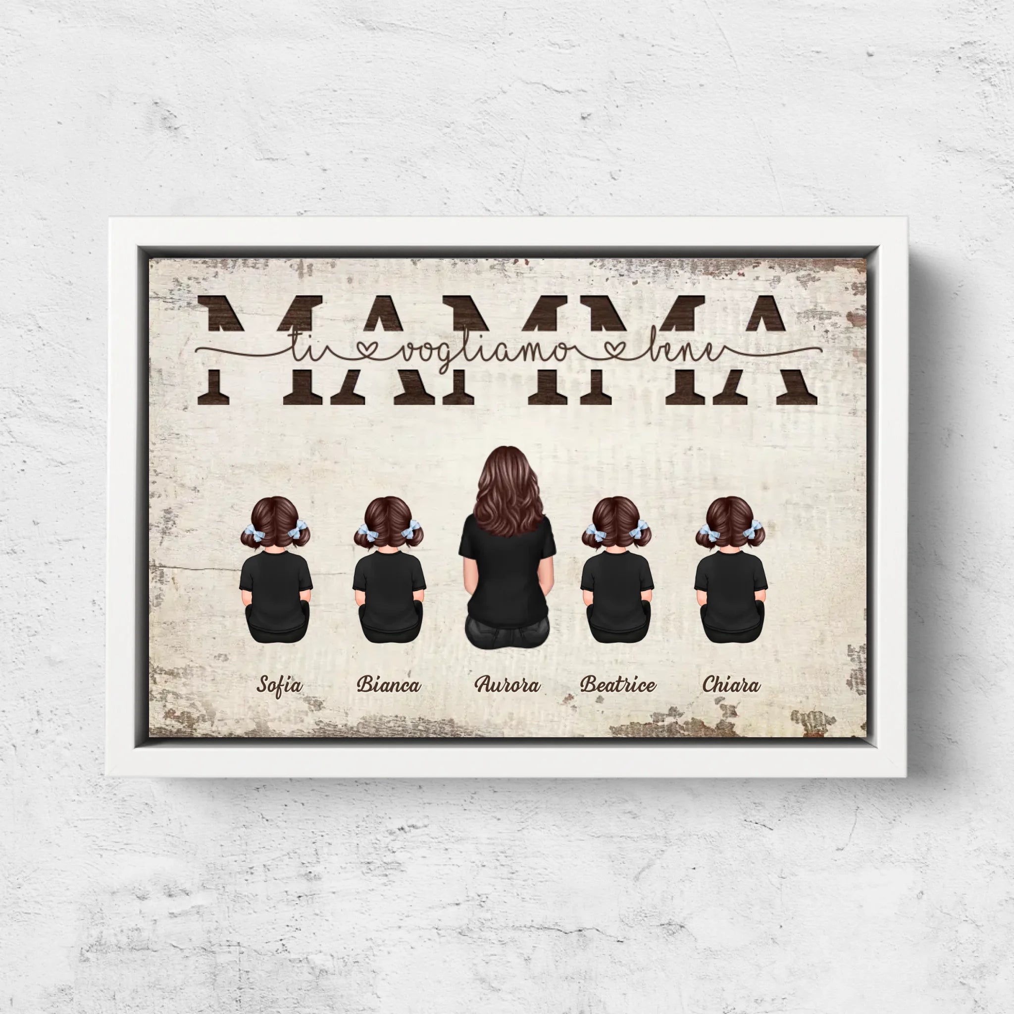 Tela personalizzata “Mamma, ti vogliamo bene - Con i membri della famiglia”