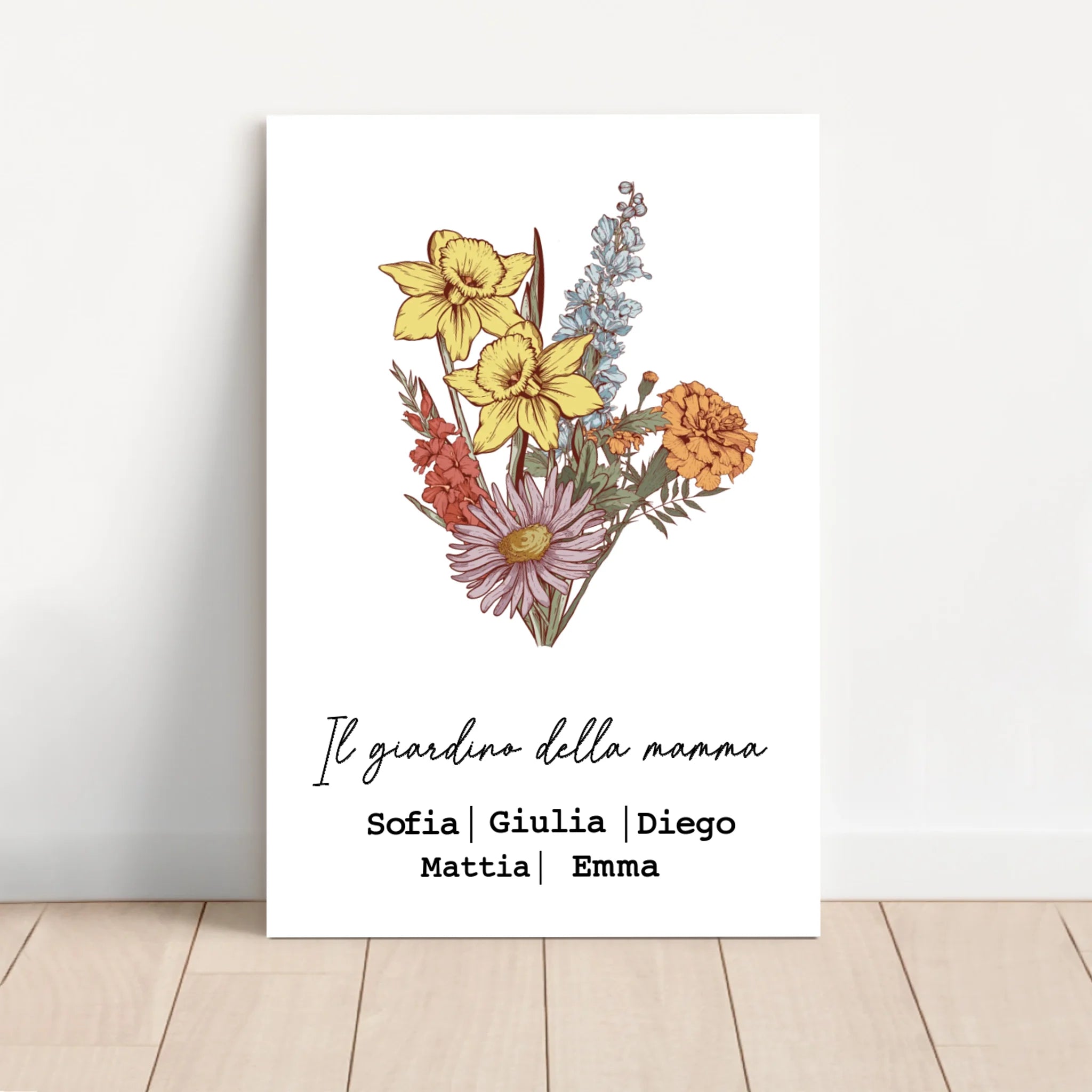 Tela personalizzata "Bouquet di fiori di nascita"
