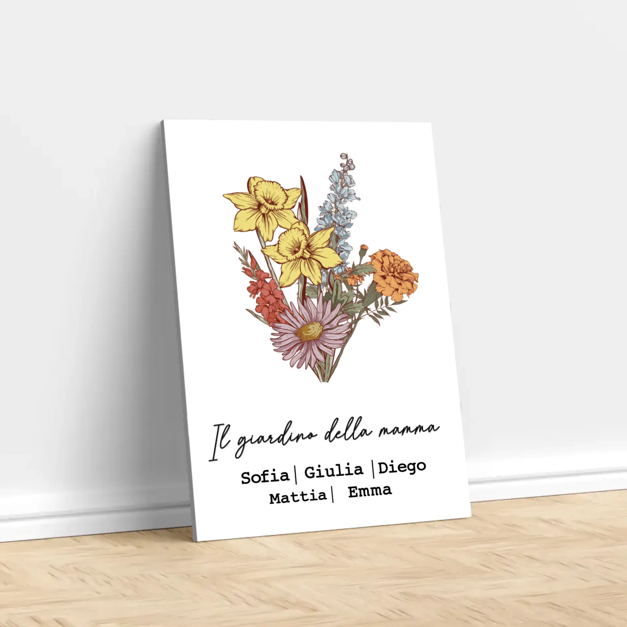 Tela personalizzata "Bouquet di fiori di nascita"