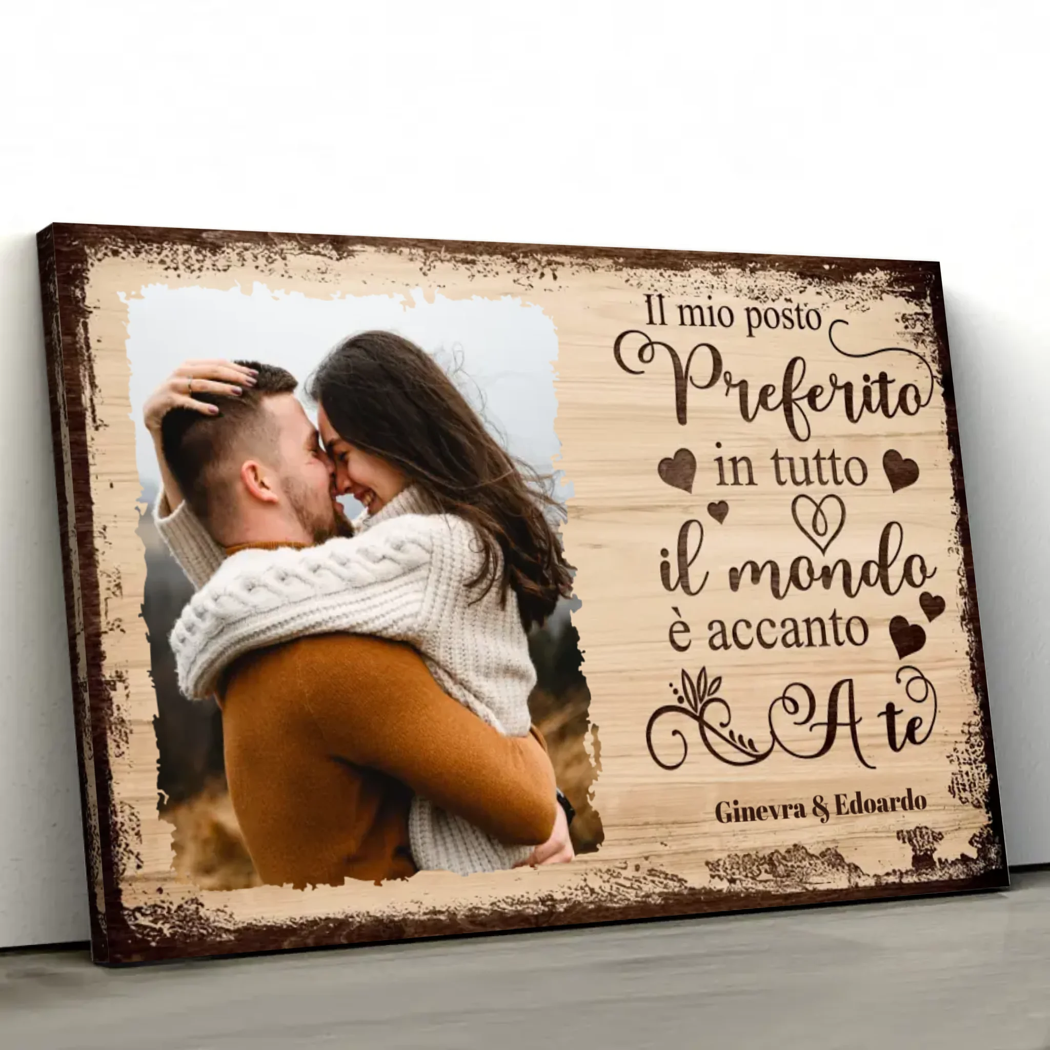 Tela personalizzata “Il mio posto preferito è accanto a te con foto”