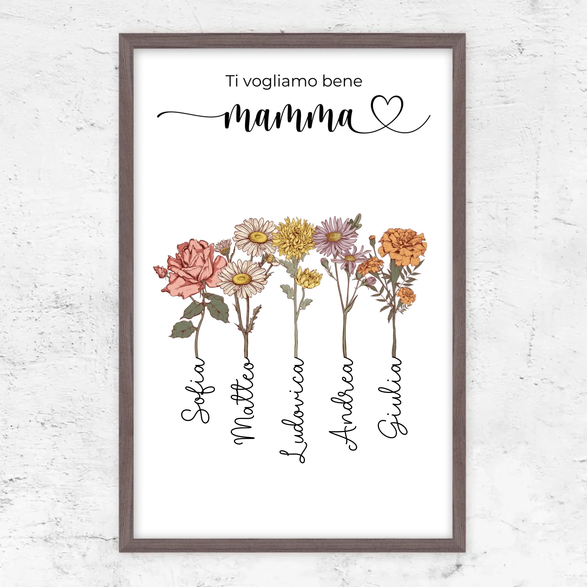 Poster personalizzato "Fiori per la mamma - Ti vogliamo bene"