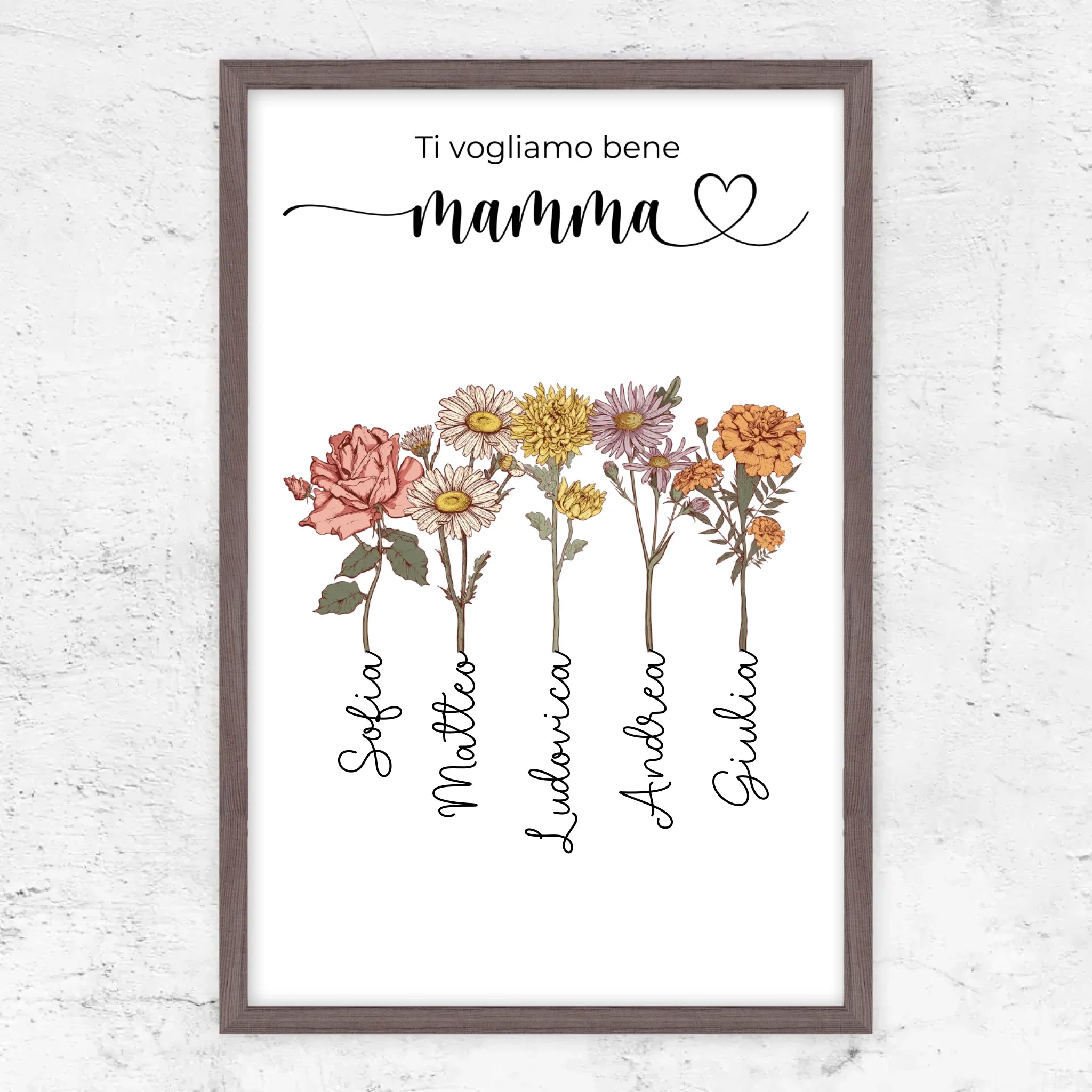 Poster personalizzato "Fiori per la mamma - Ti vogliamo bene"