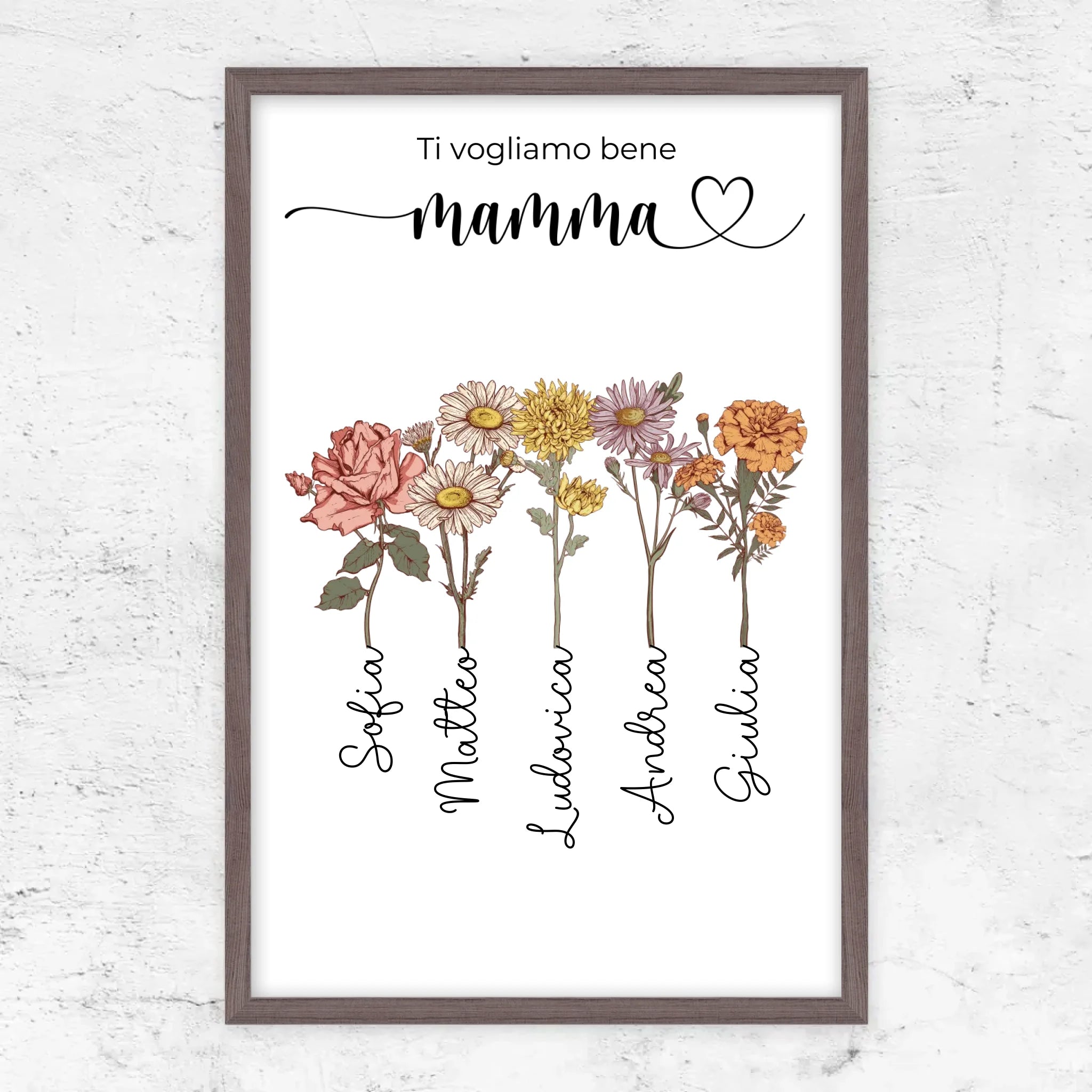 Poster personalizzato "Fiori per la mamma - Ti vogliamo bene"