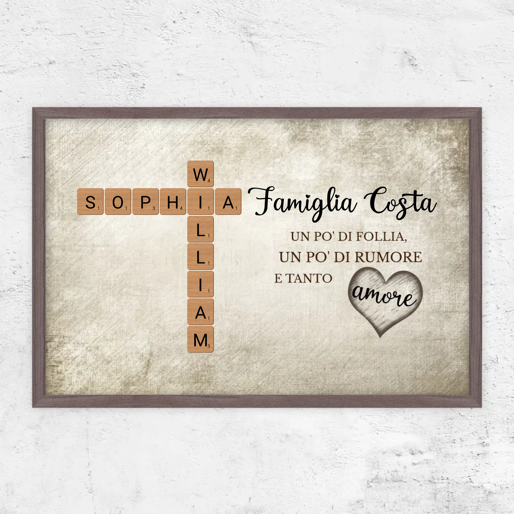 Poster personalizzato "Un po' di follia, un po' di rumore e tanto amore - Cruciverba"