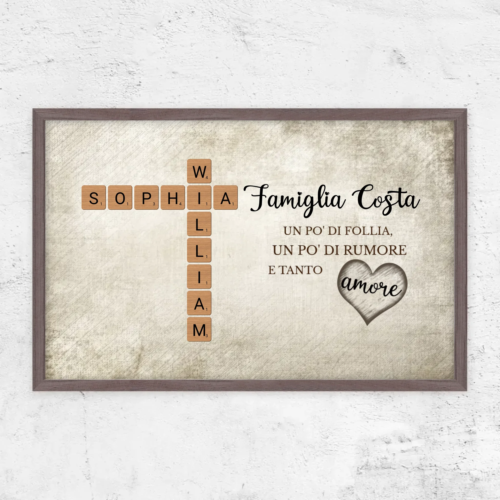 Poster personalizzato "Un po' di follia, un po' di rumore e tanto amore - Cruciverba"