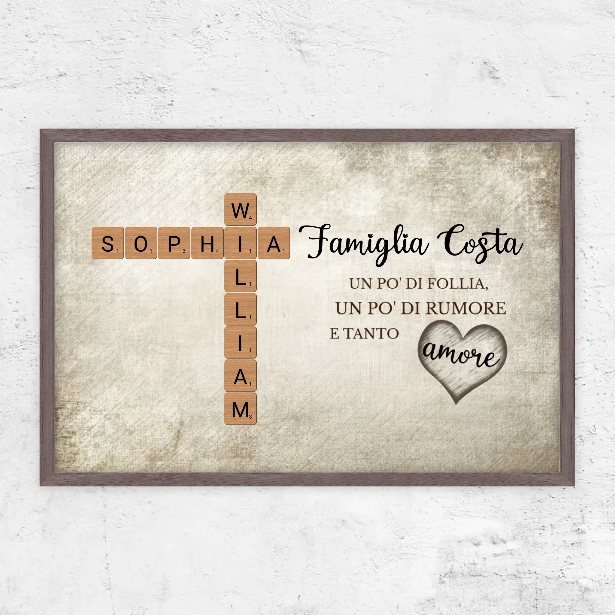 Poster personalizzato "Un po' di follia, un po' di rumore e tanto amore - Cruciverba"