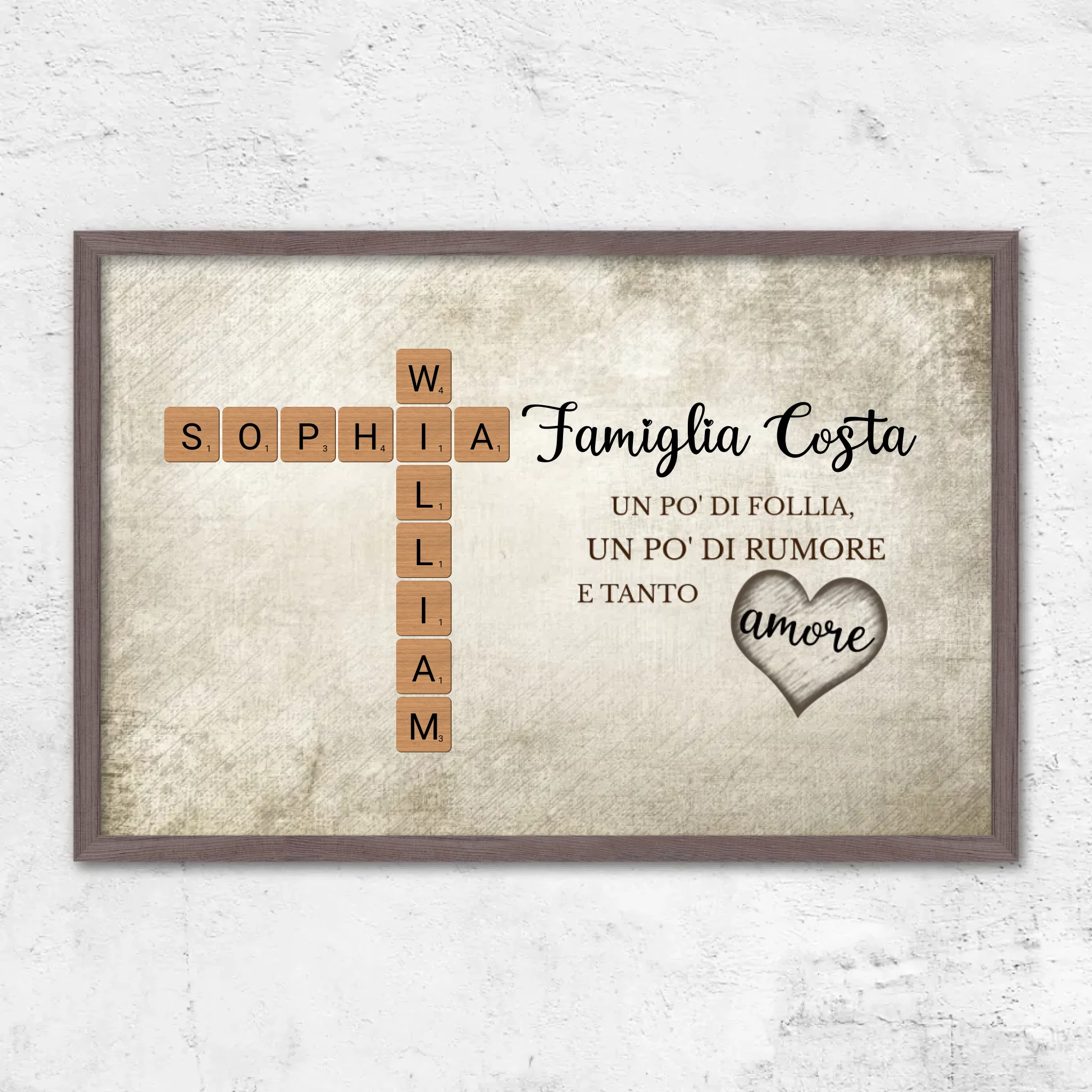 Poster personalizzato "Un po' di follia, un po' di rumore e tanto amore - Cruciverba"