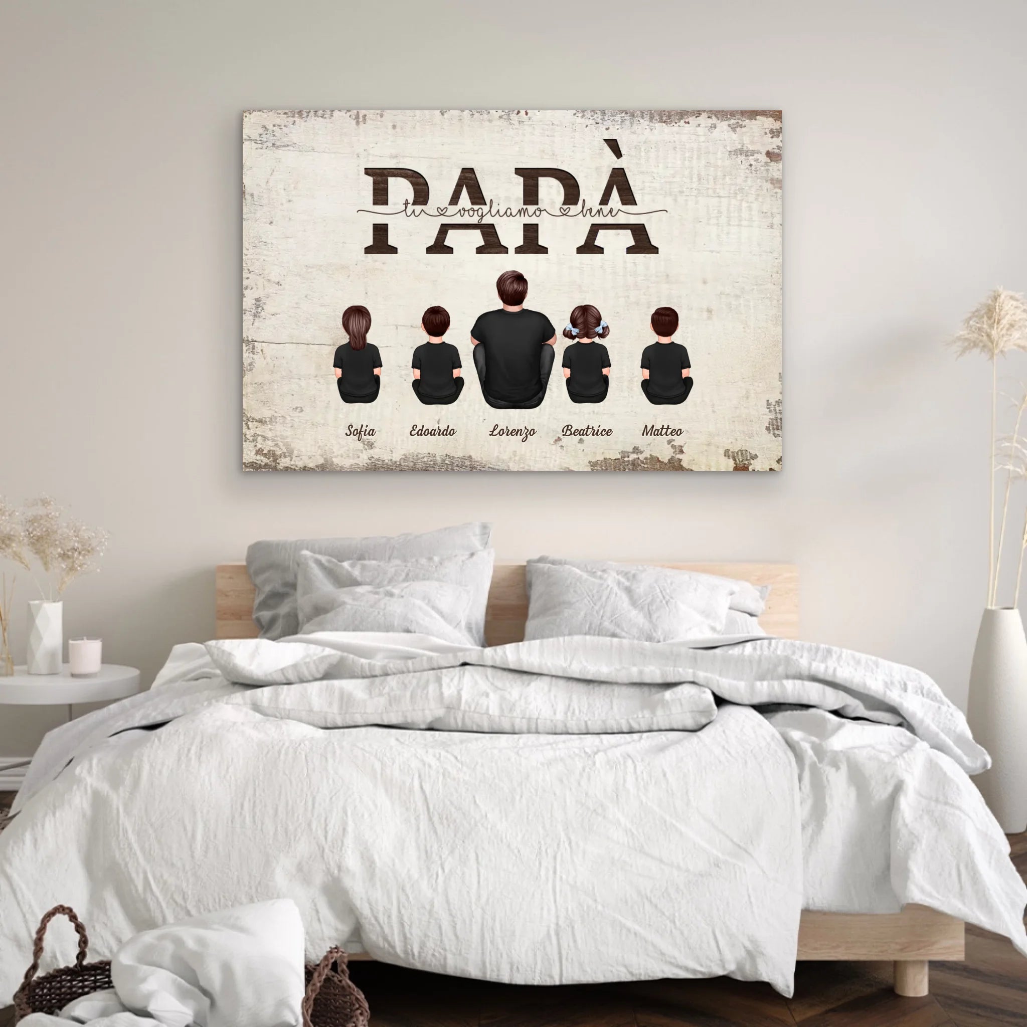 Tela personalizzata “Papà, ti vogliamo bene - Con i membri della famiglia”