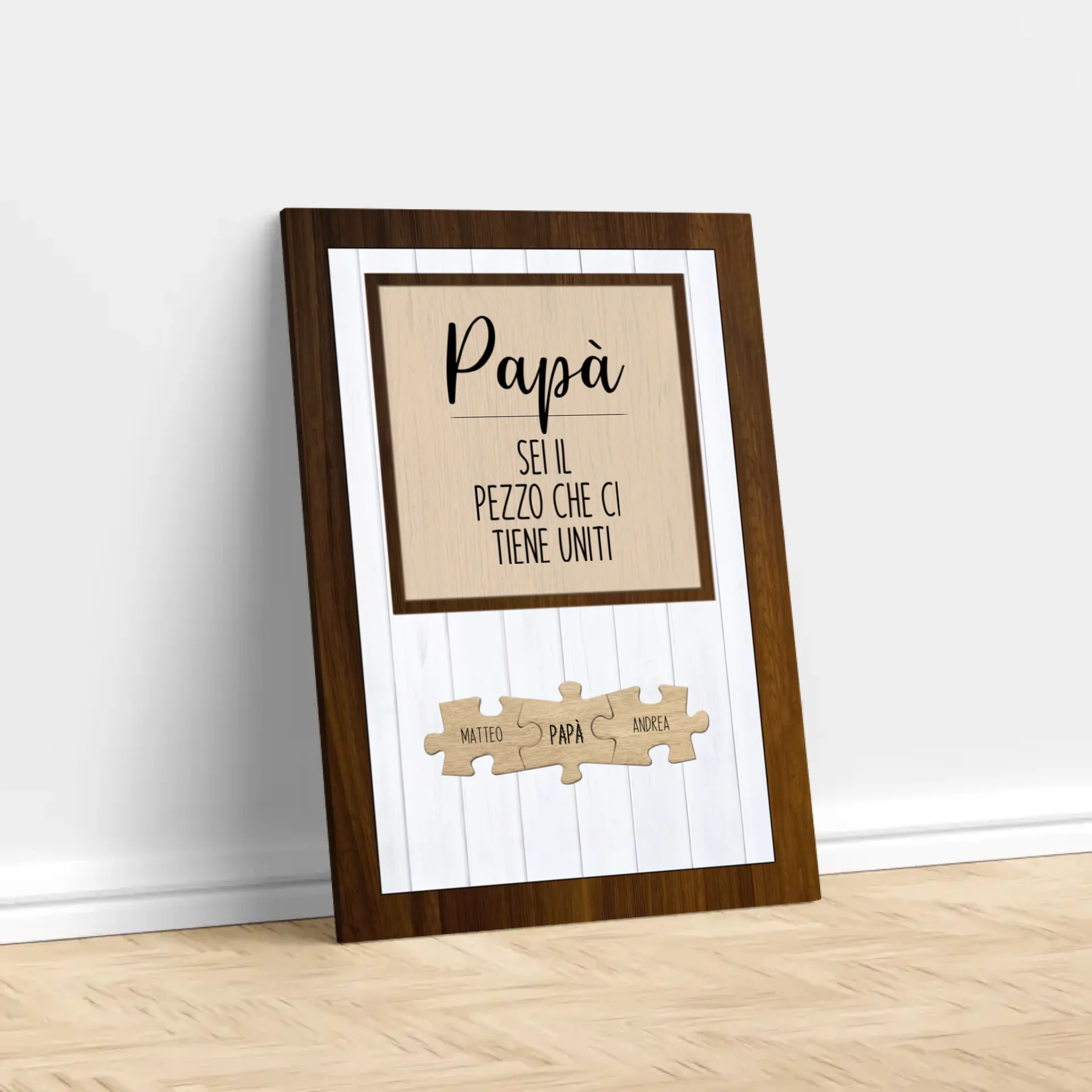 Tela personalizzata – Papà, sei il pezzo del puzzle che ci tiene uniti