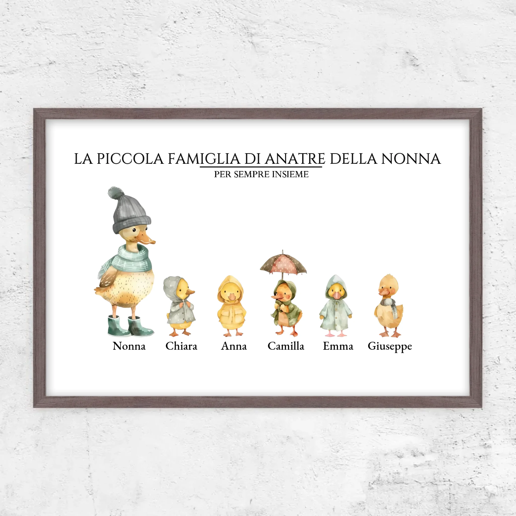 Poster personalizzato – La piccola famiglia di anatre della nonna